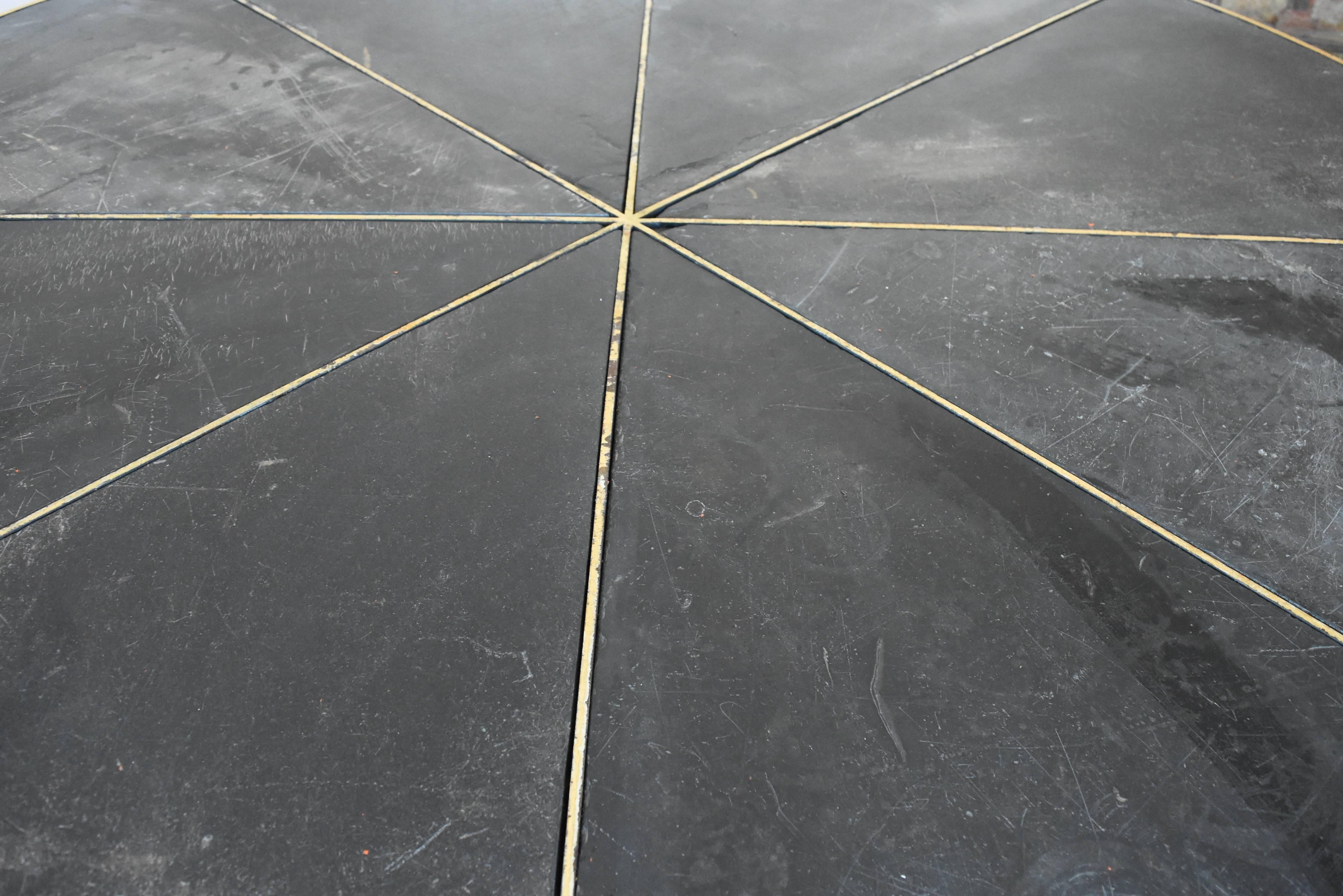 Newly Fabricated Spanish Gold Leaf Over Steel With Slate Inset Coffee Tabletop  In Excellent Condition In Houston, TX
