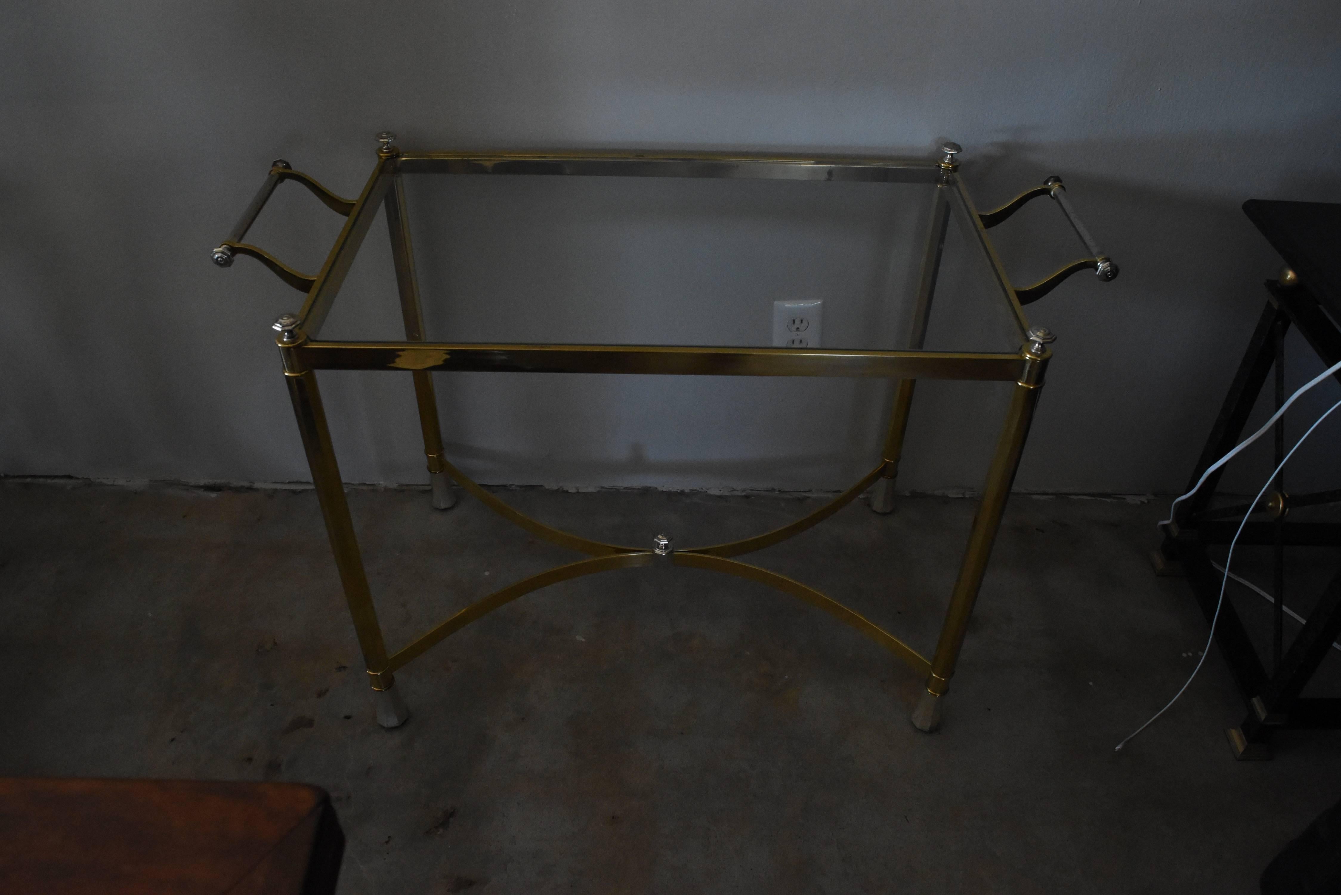 Vintage 1970s Italian Brass and Silver Plated Table or Bar Cart 4