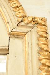 18th Century Gold Gilt and Painted White Altar Mirror with Replaced Glass