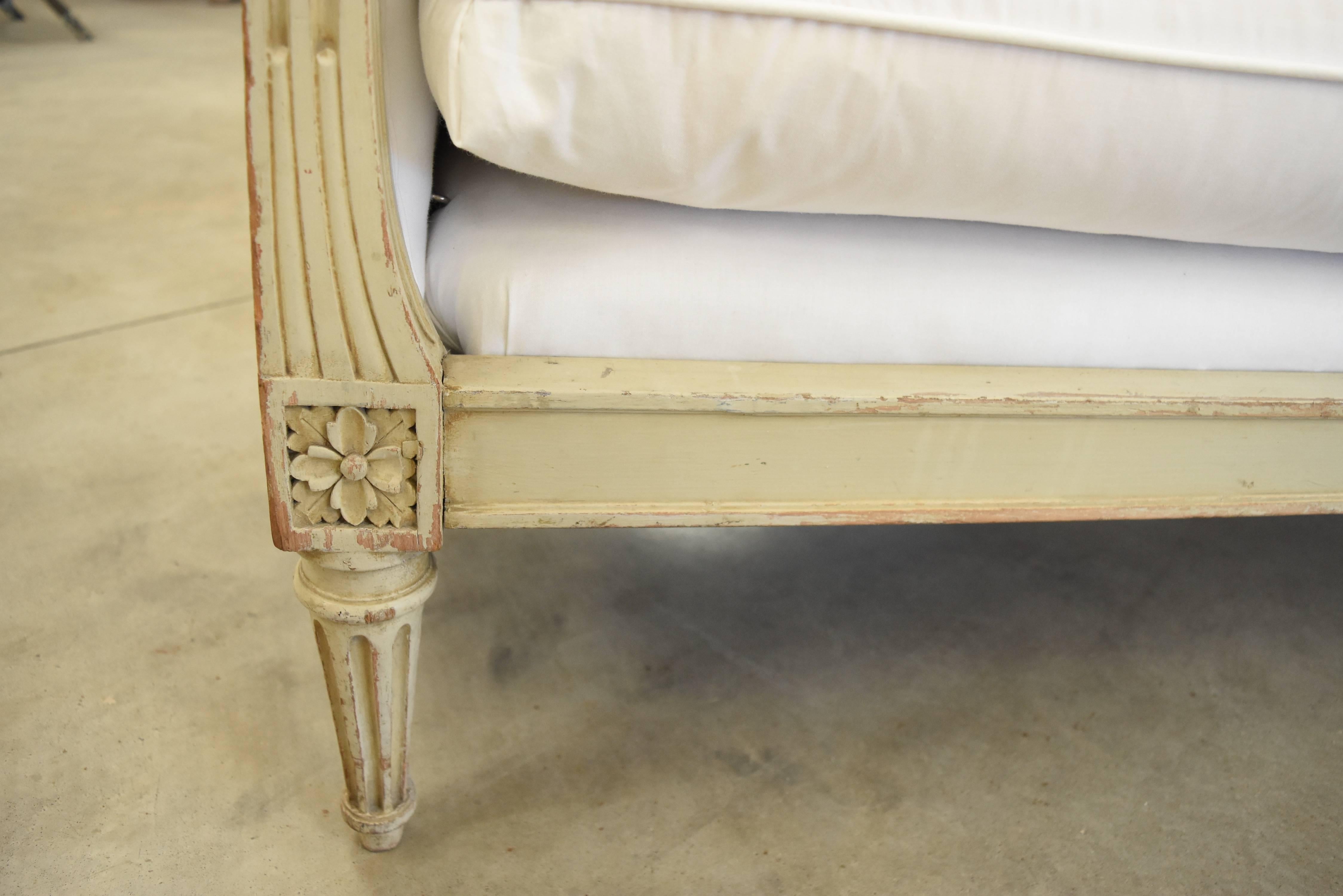 French 19th Century Painted Original Pale Green Napoleon Settee 2