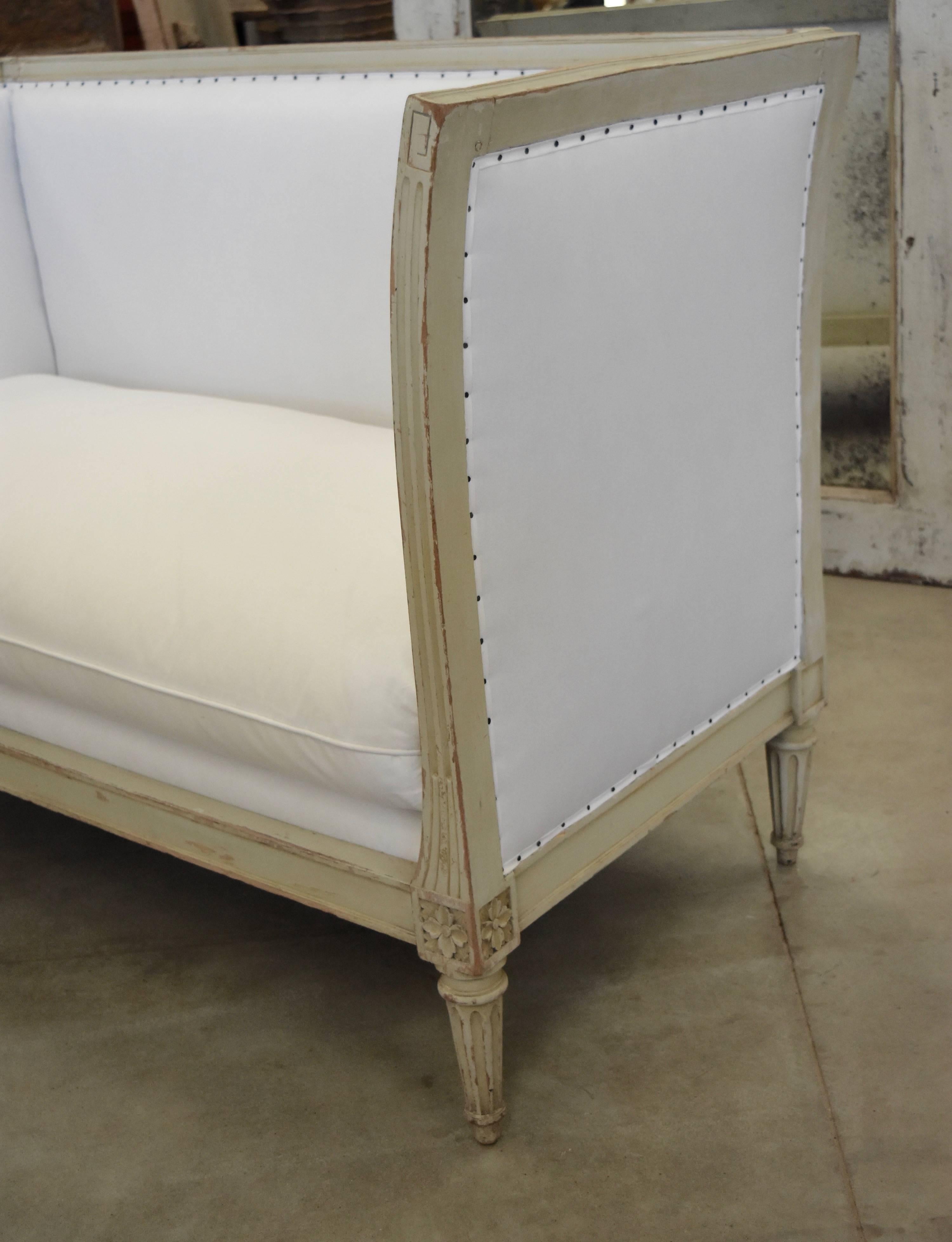 French 19th Century Painted Original Pale Green Napoleon Settee 3