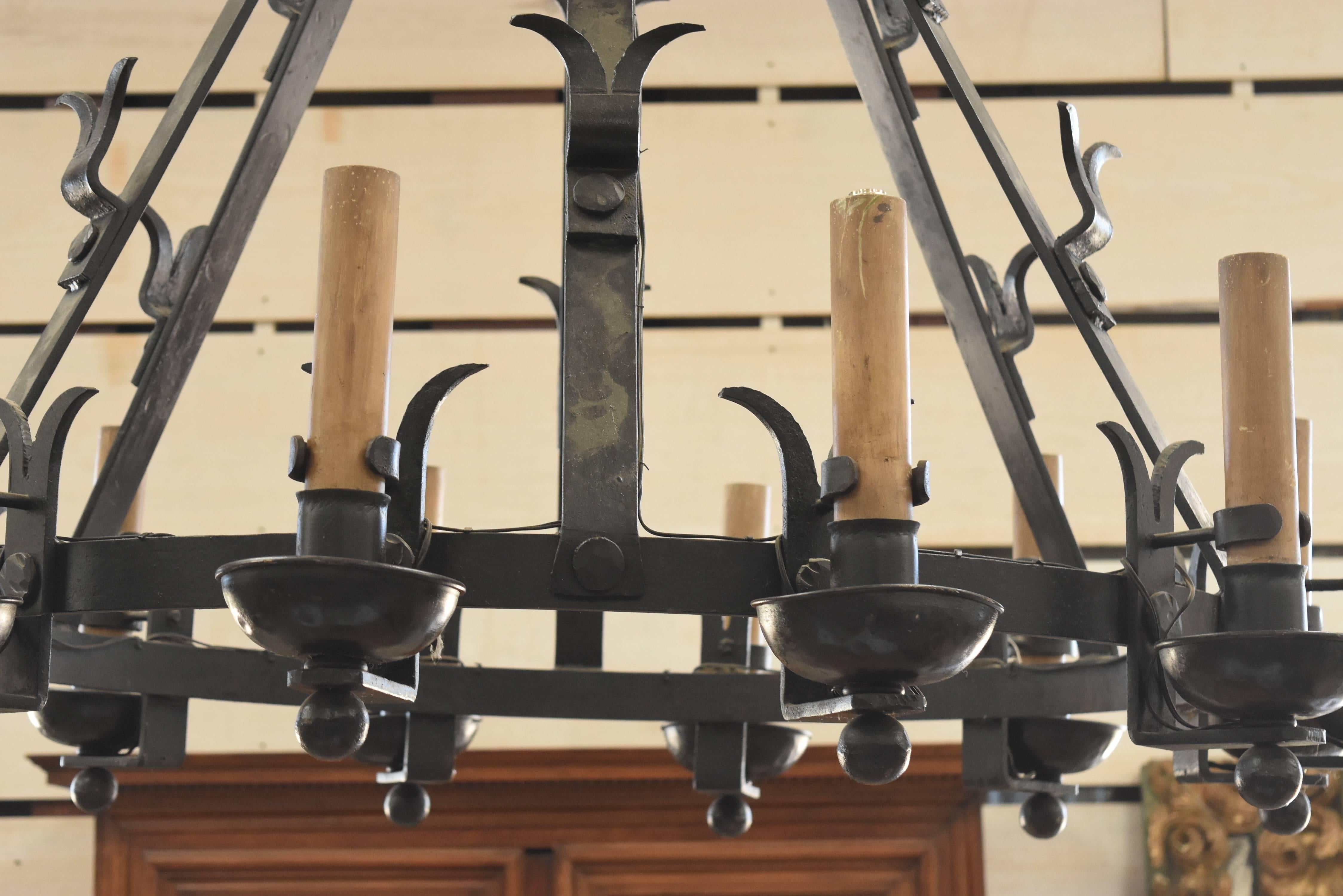 Spanish Imported 19th Century Wrought Iron Chandelier from Spain with 12 Arms