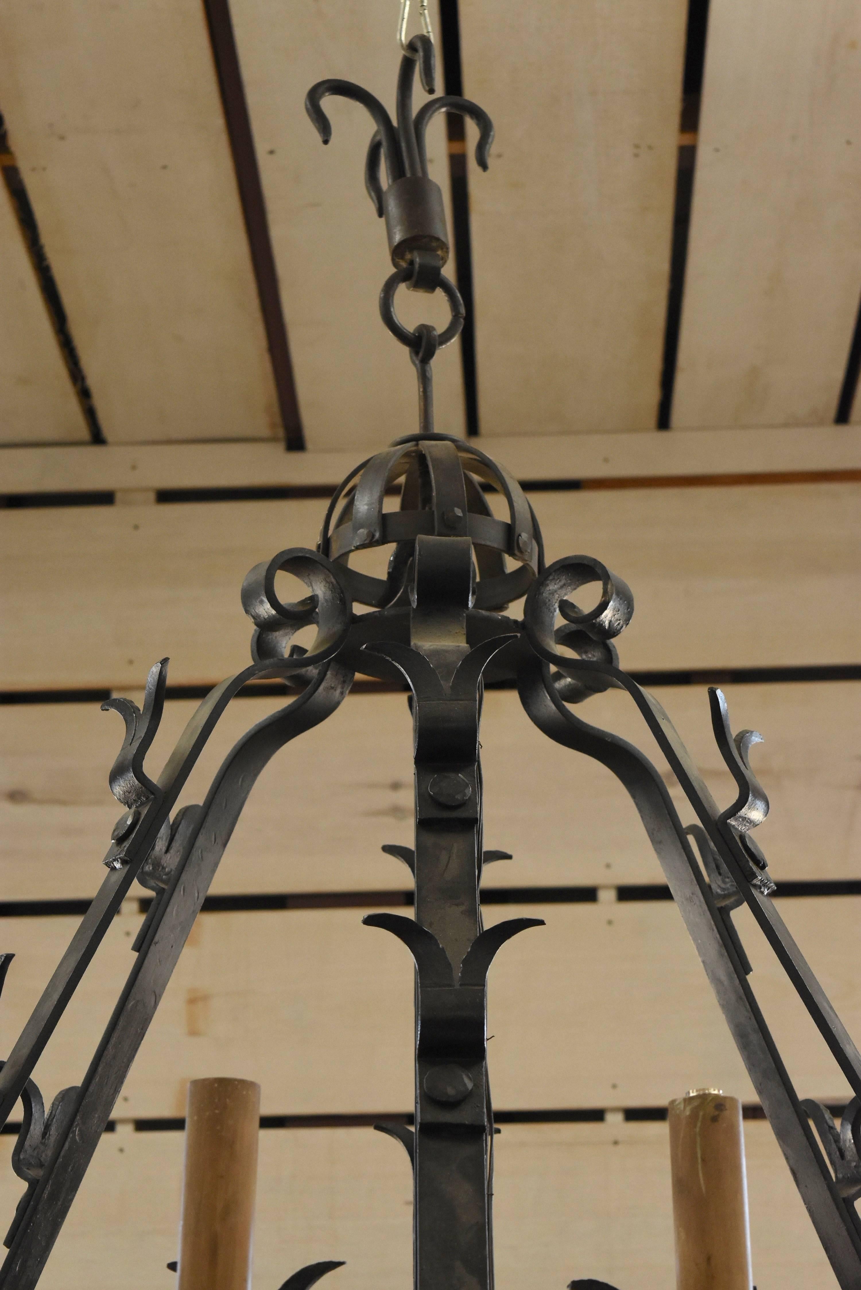 Imported 19th Century Wrought Iron Chandelier from Spain with 12 Arms In Good Condition In Houston, TX