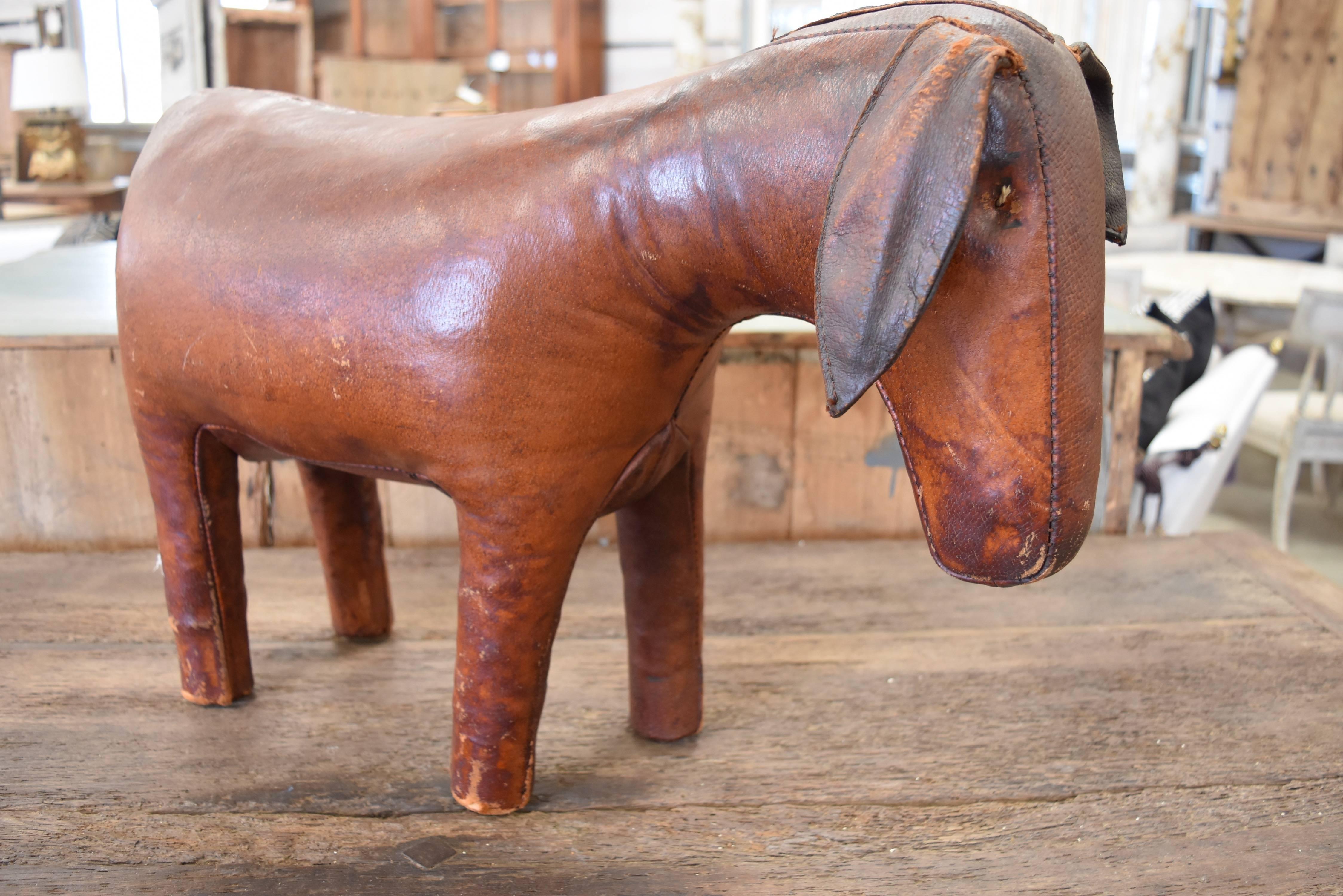 1960s-1970s Leather Donkey Footstool by Dimitri Omersa for Abercrombie & Fitch 1