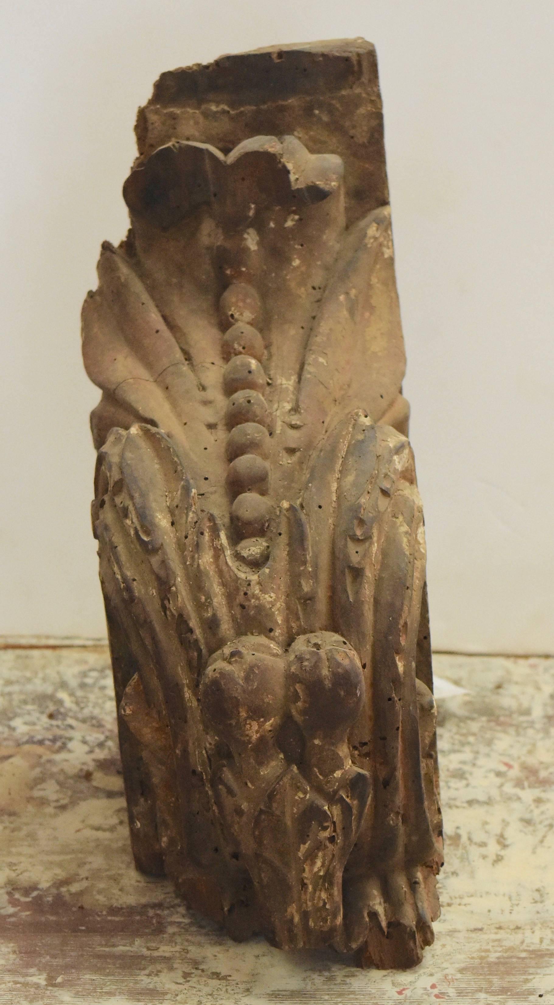 Early 17th Century Wood Carved Polychrome Element from European Altar ...