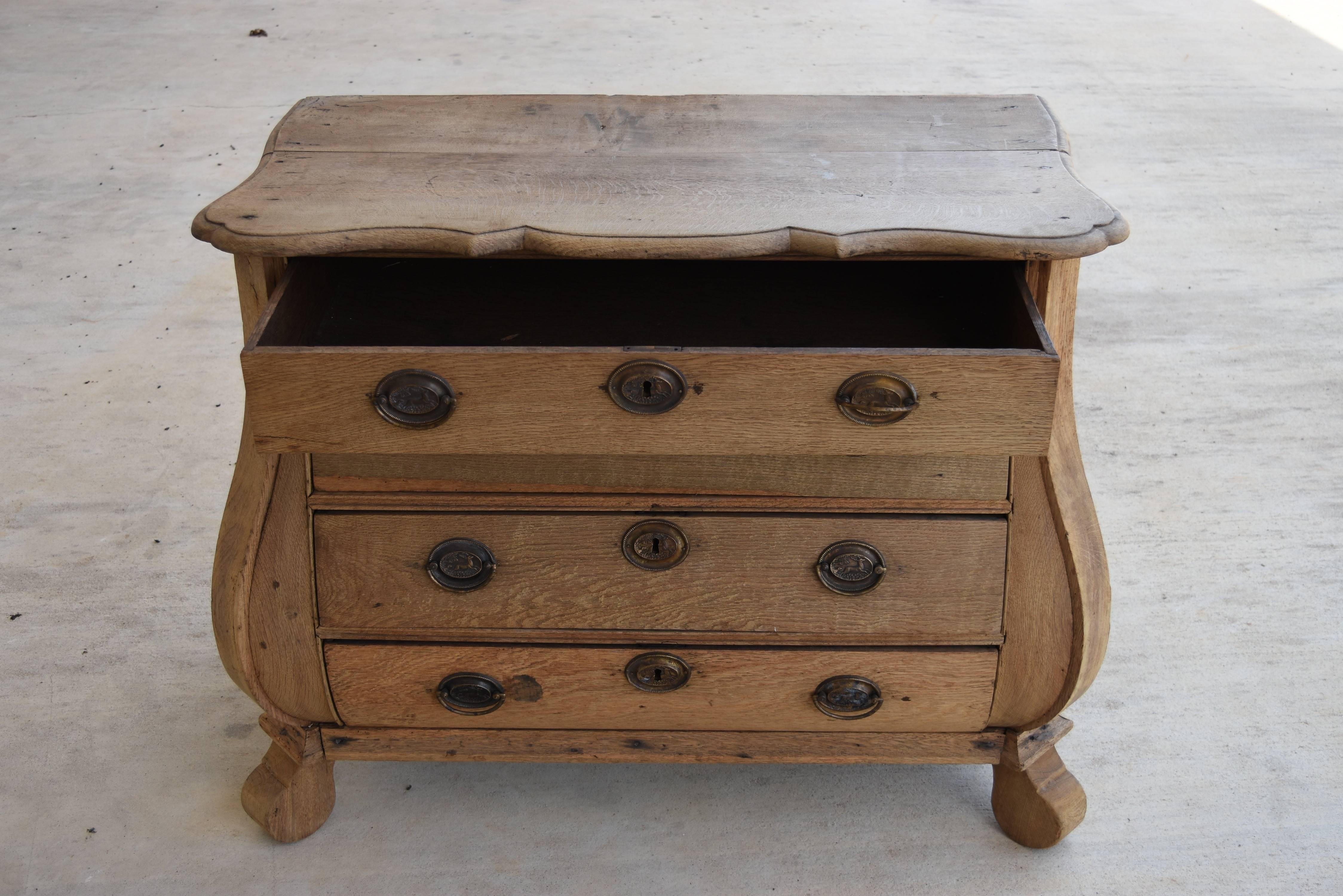 Dutch circa 1900 Four-Door Oak Chest with Deer Motif on Hardware 4