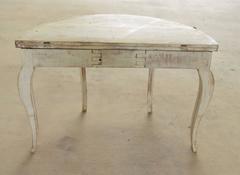 Swedish Mid-1860s Rococo Style Painted Demilune-Round Table Combo