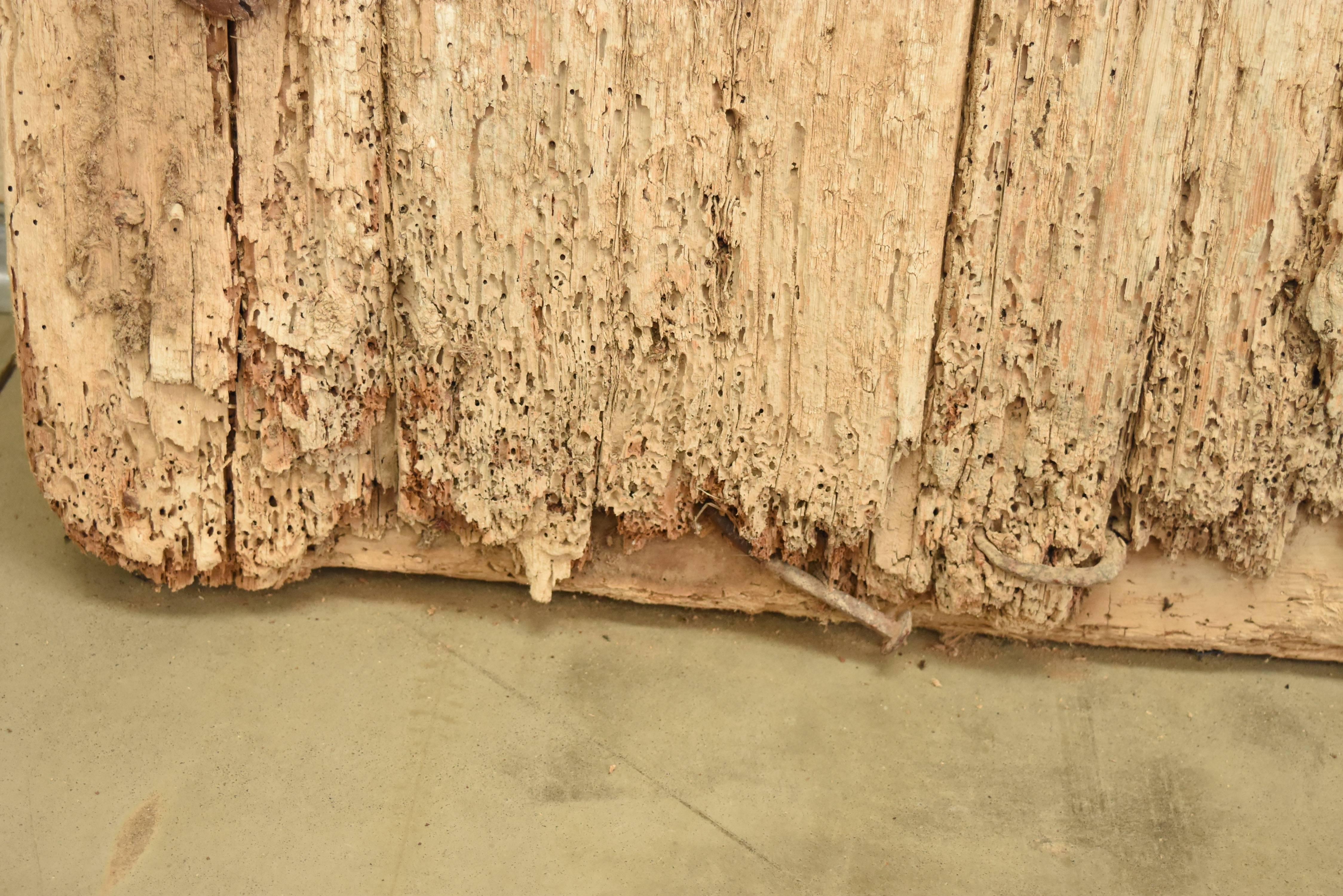 17th Century Prison Door with Original Iron Hardware from Spain In Distressed Condition In Round Top, TX