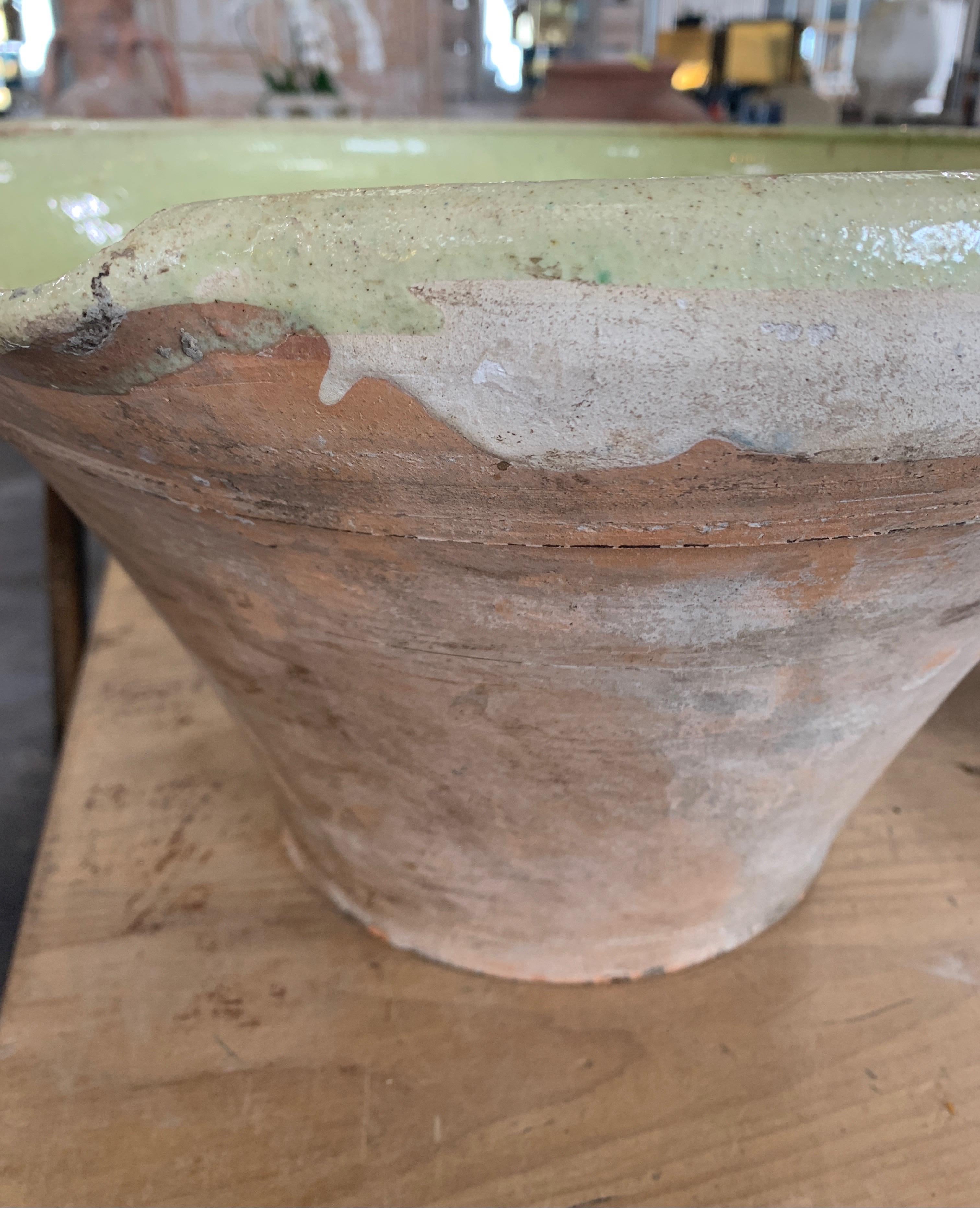 French 19th Century Pale Green Interior Glazed Bowl 7