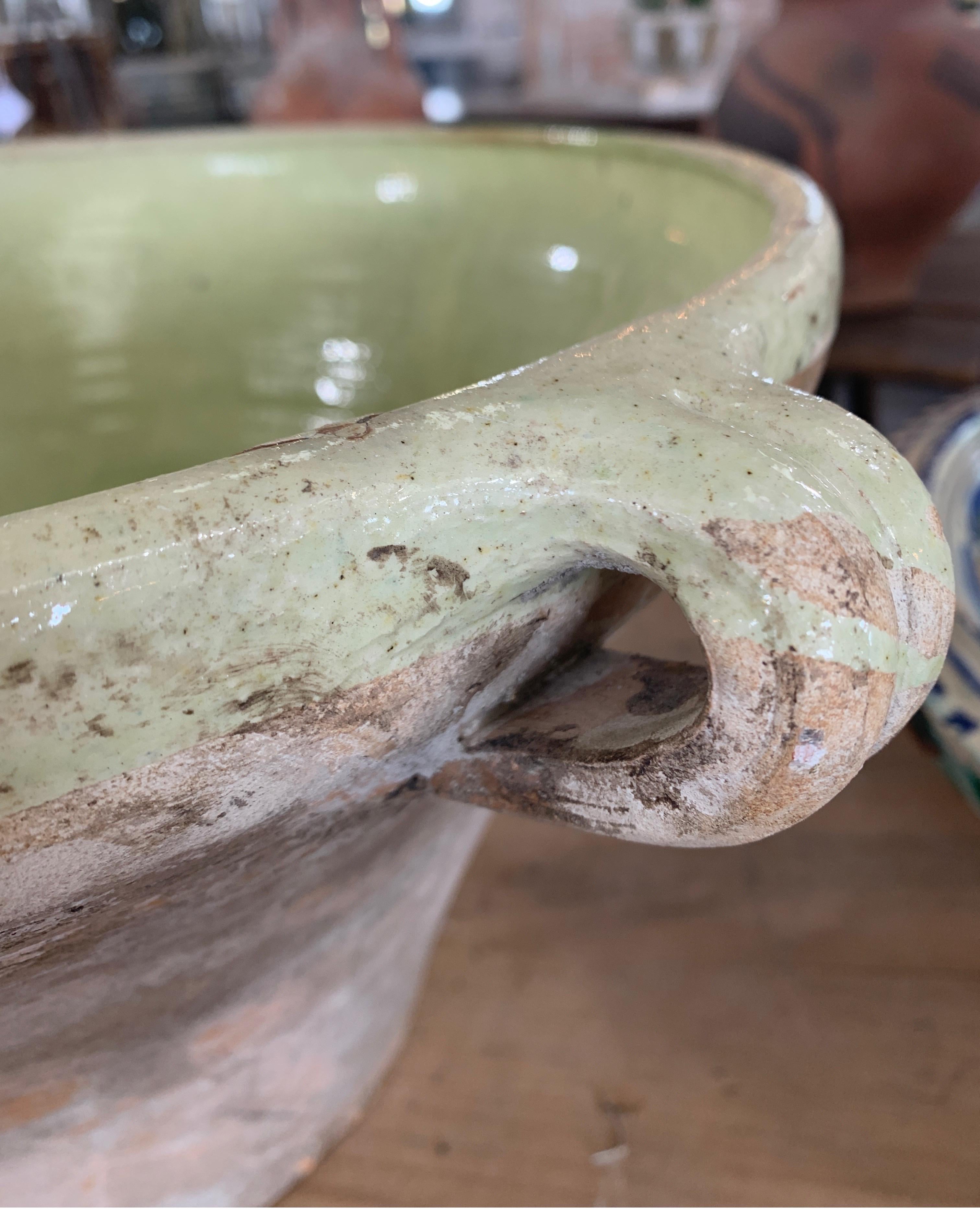French 19th Century Pale Green Interior Glazed Bowl 8