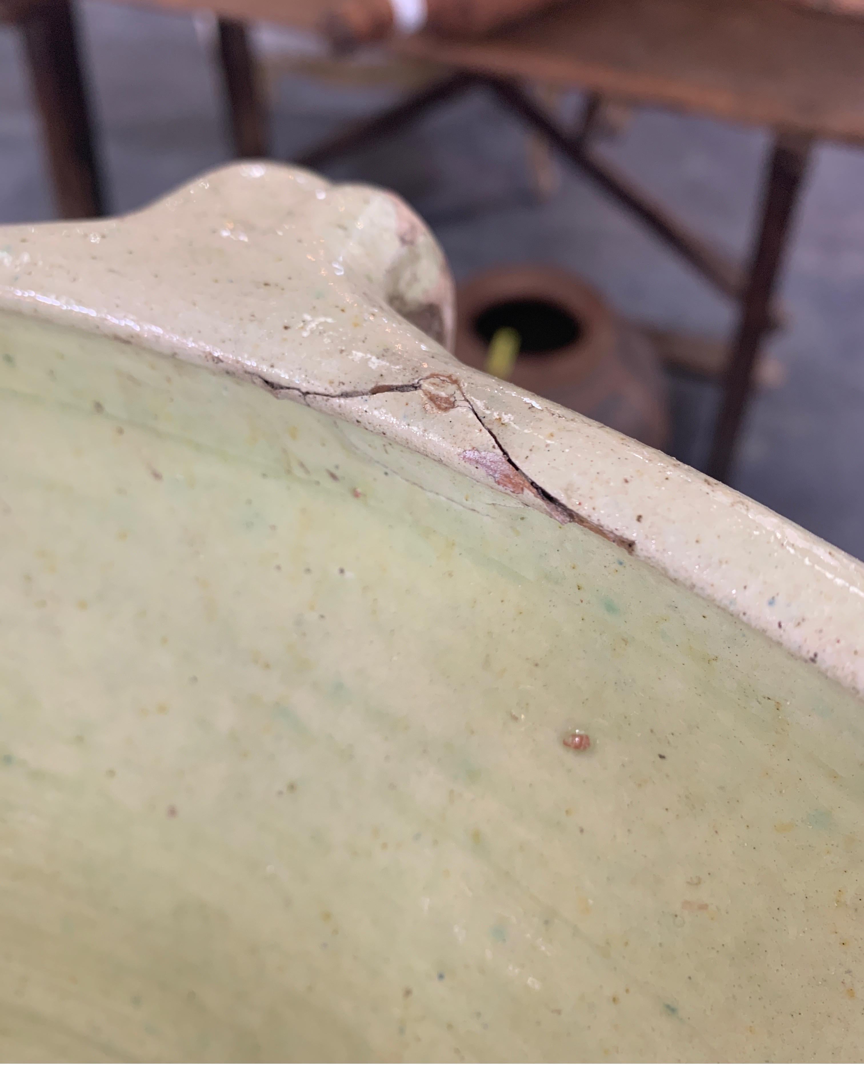 French 19th Century Pale Green Interior Glazed Bowl 11