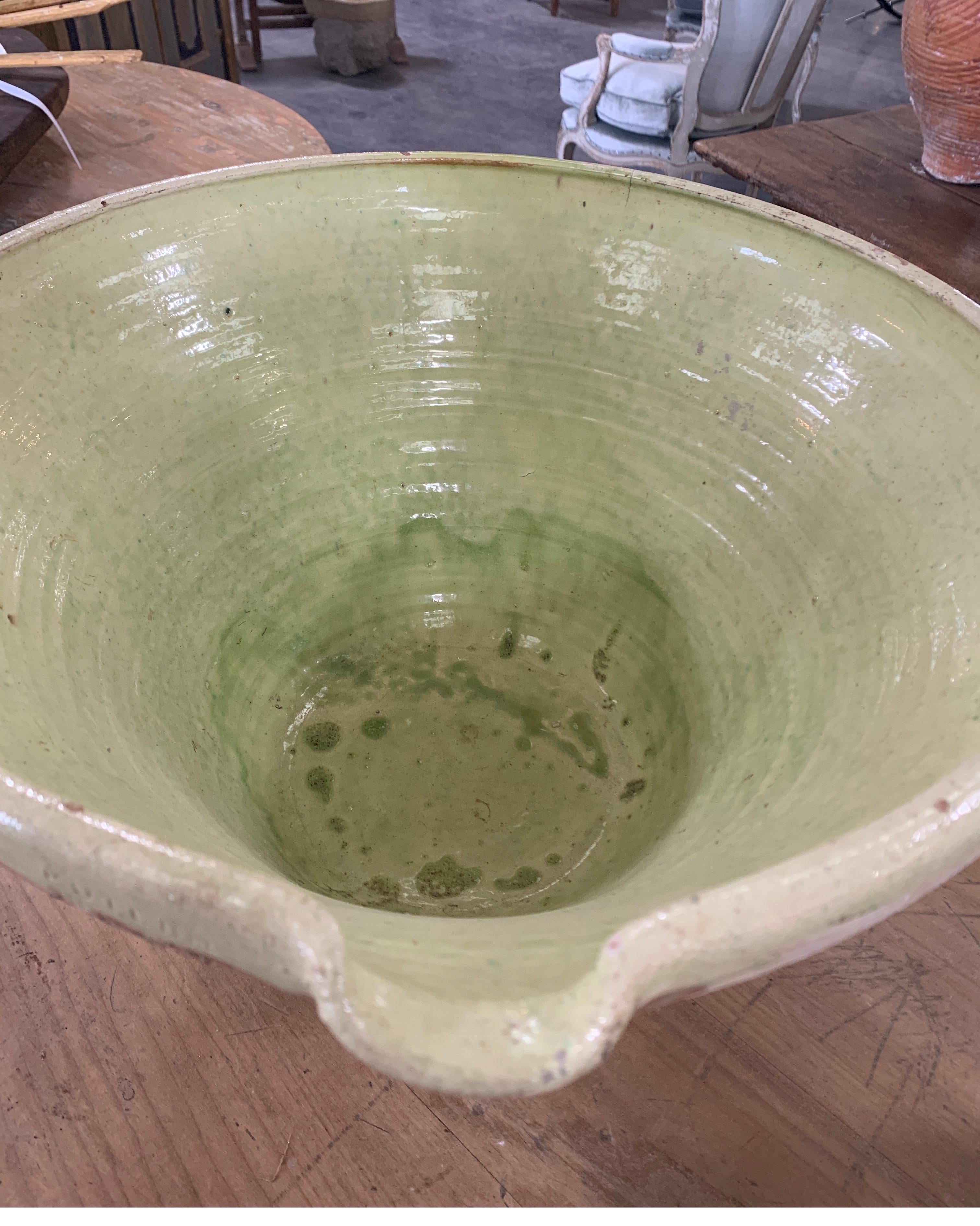 French 19th Century Pale Green Interior Glazed Bowl 13