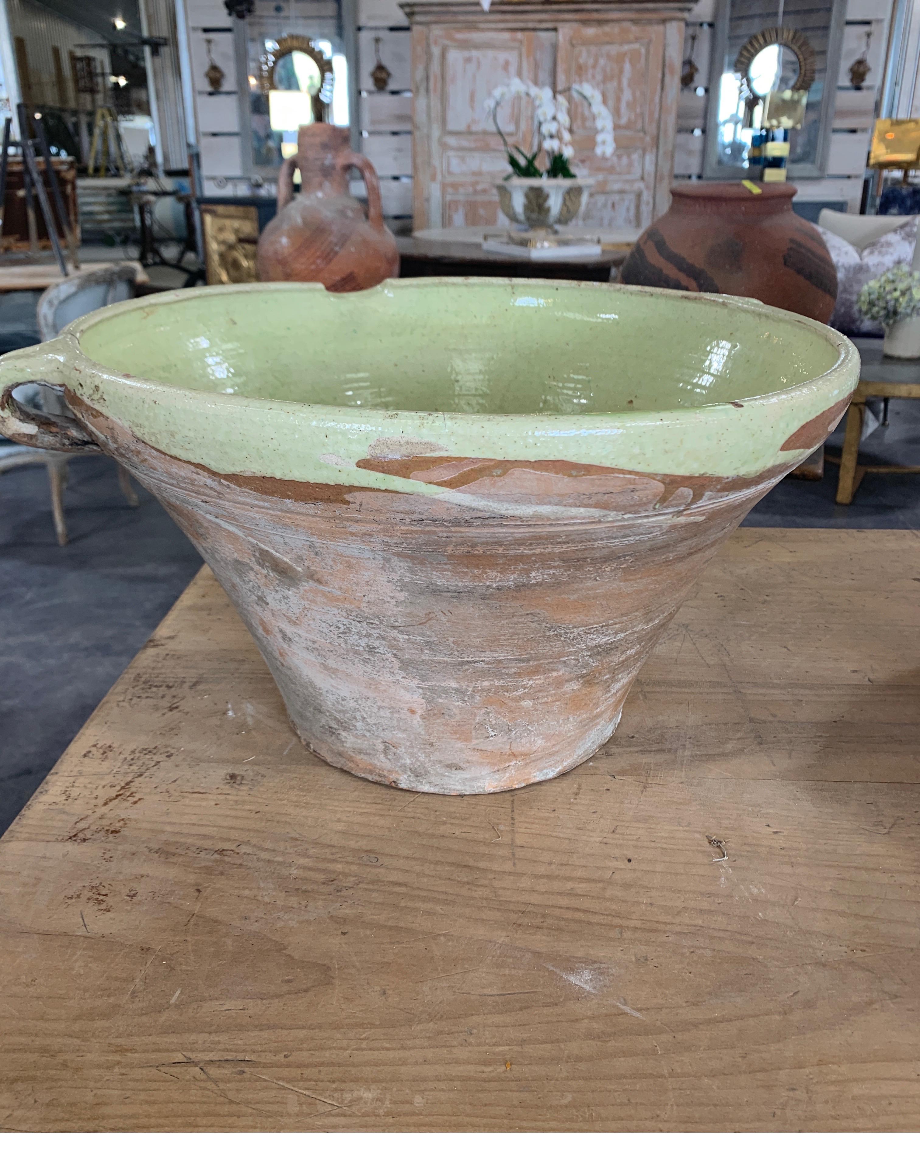 French 19th Century Pale Green Interior Glazed Bowl 15