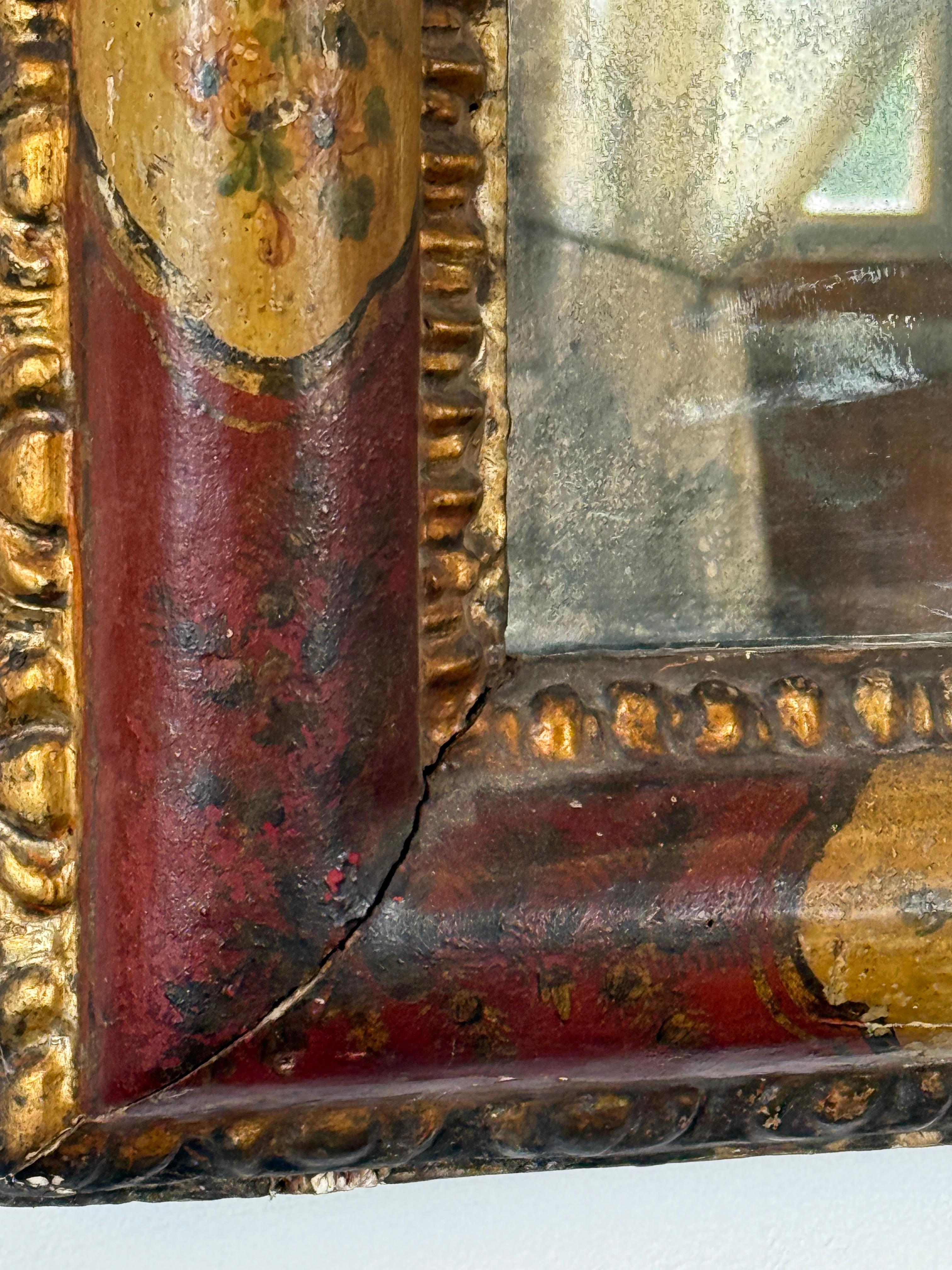 Laqué Miroir rouge laqué vénitien italien du 19e siècle en vente
