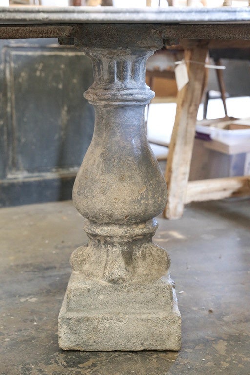 French 1920s Round Pedestal Table in Stone