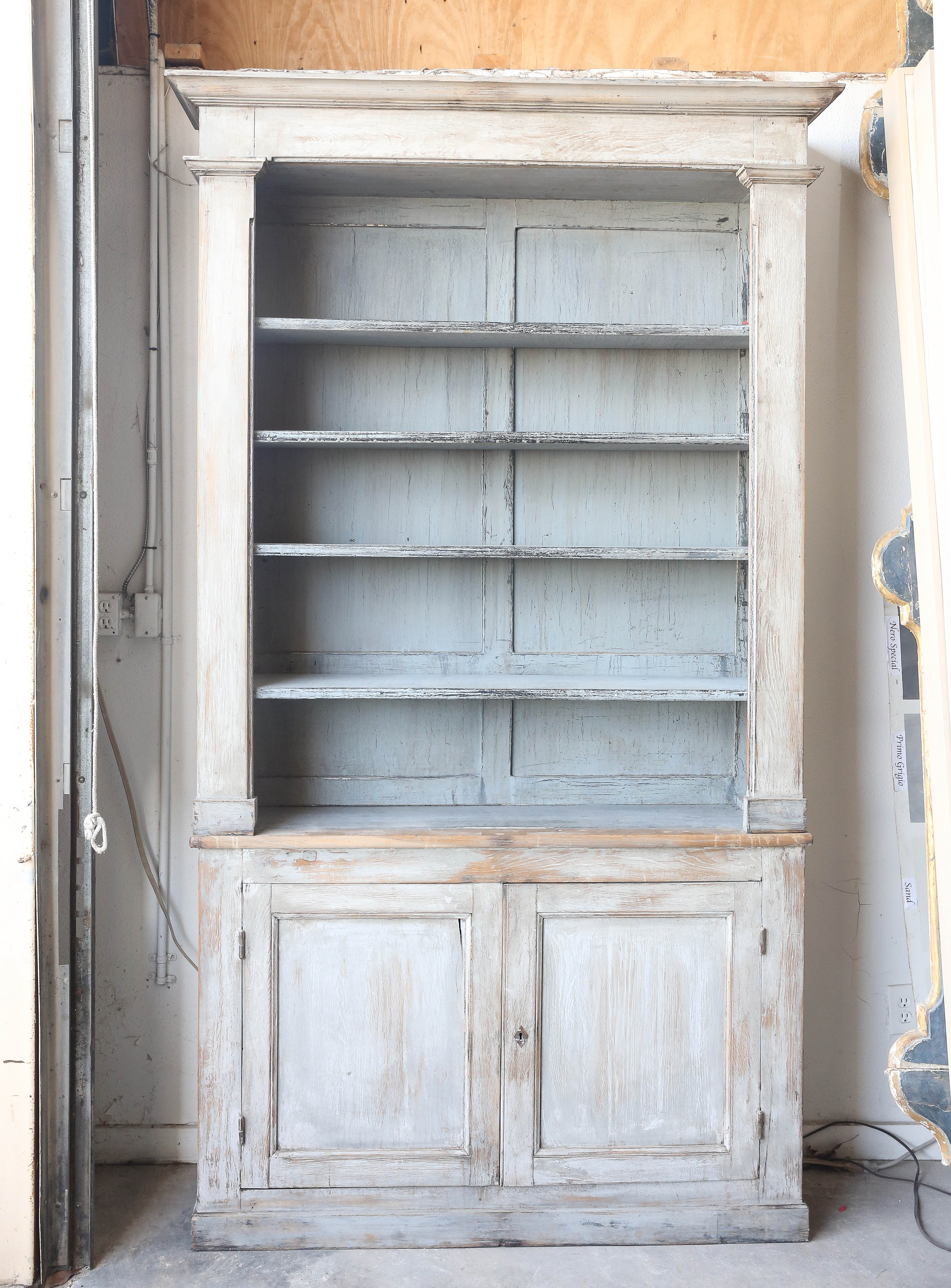 Spanish Painted TwoPart Bookcase with Removable Shelves at 1stDibs
