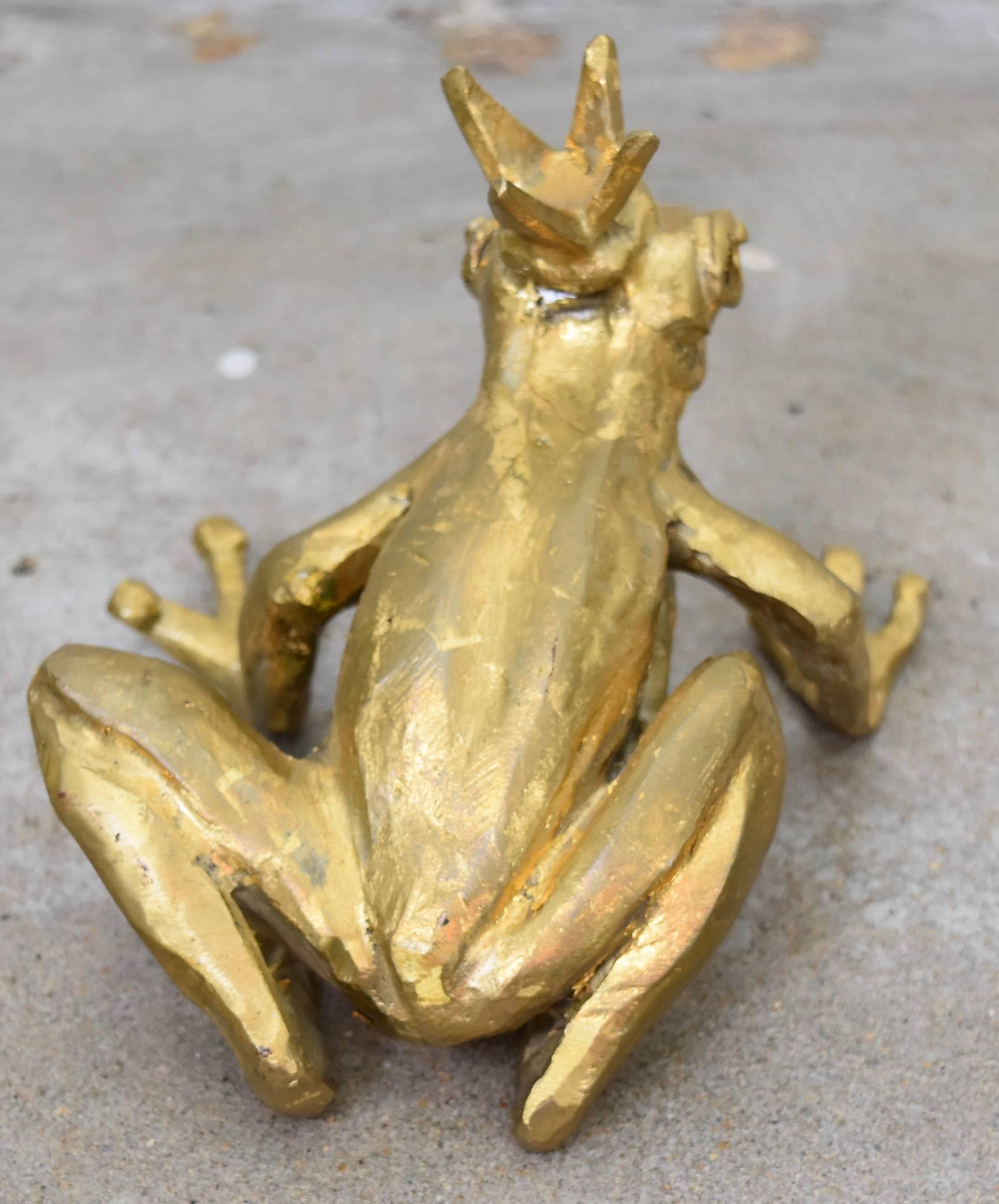 Netherlands Antilles Bronze Crowned Prince Frog by Artist Paula Swinnen