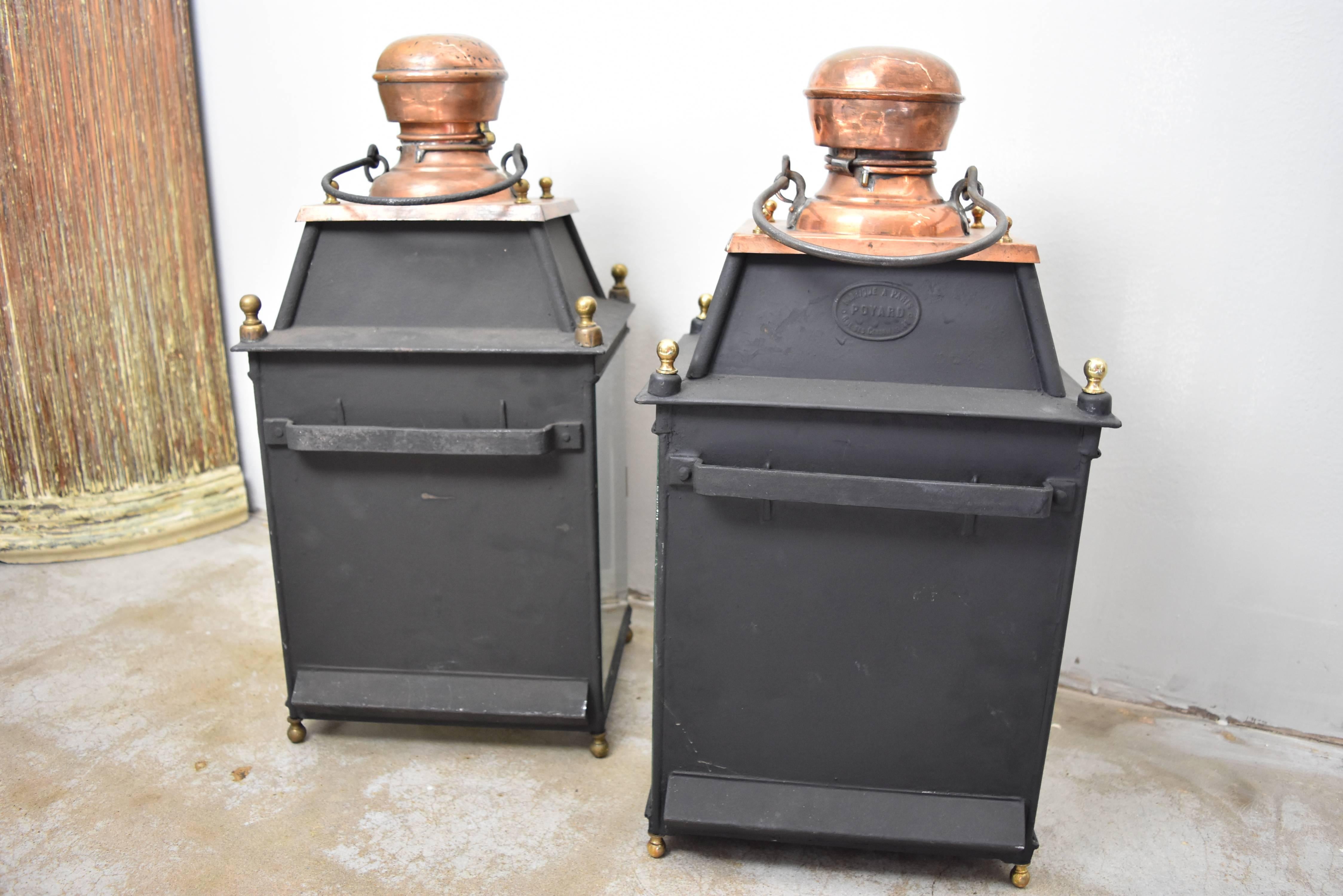 19th Century French Copper and Black Metal Lanterns 7