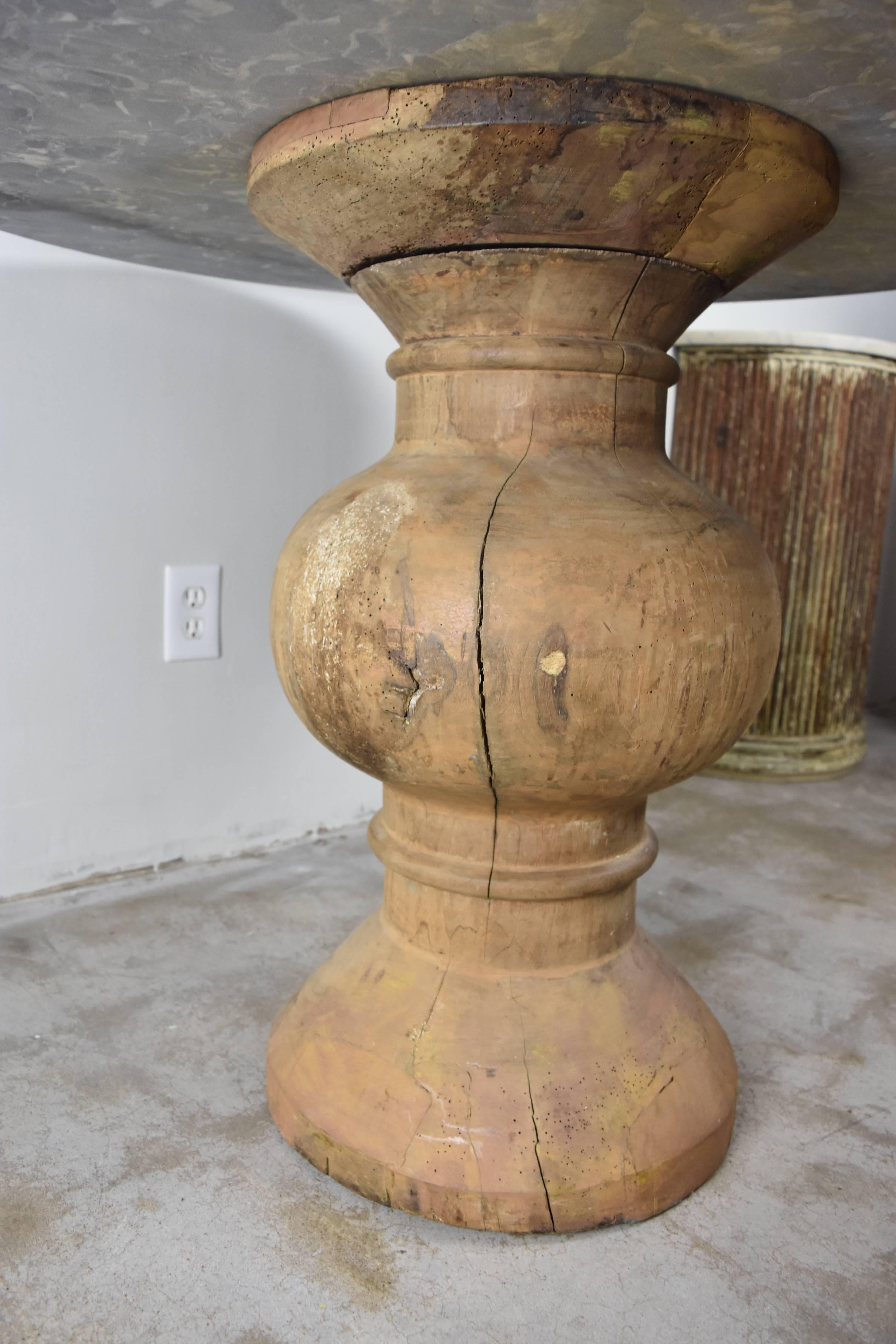 19th Century French Wooden Pedestal Table with Belgian Marble Top 3