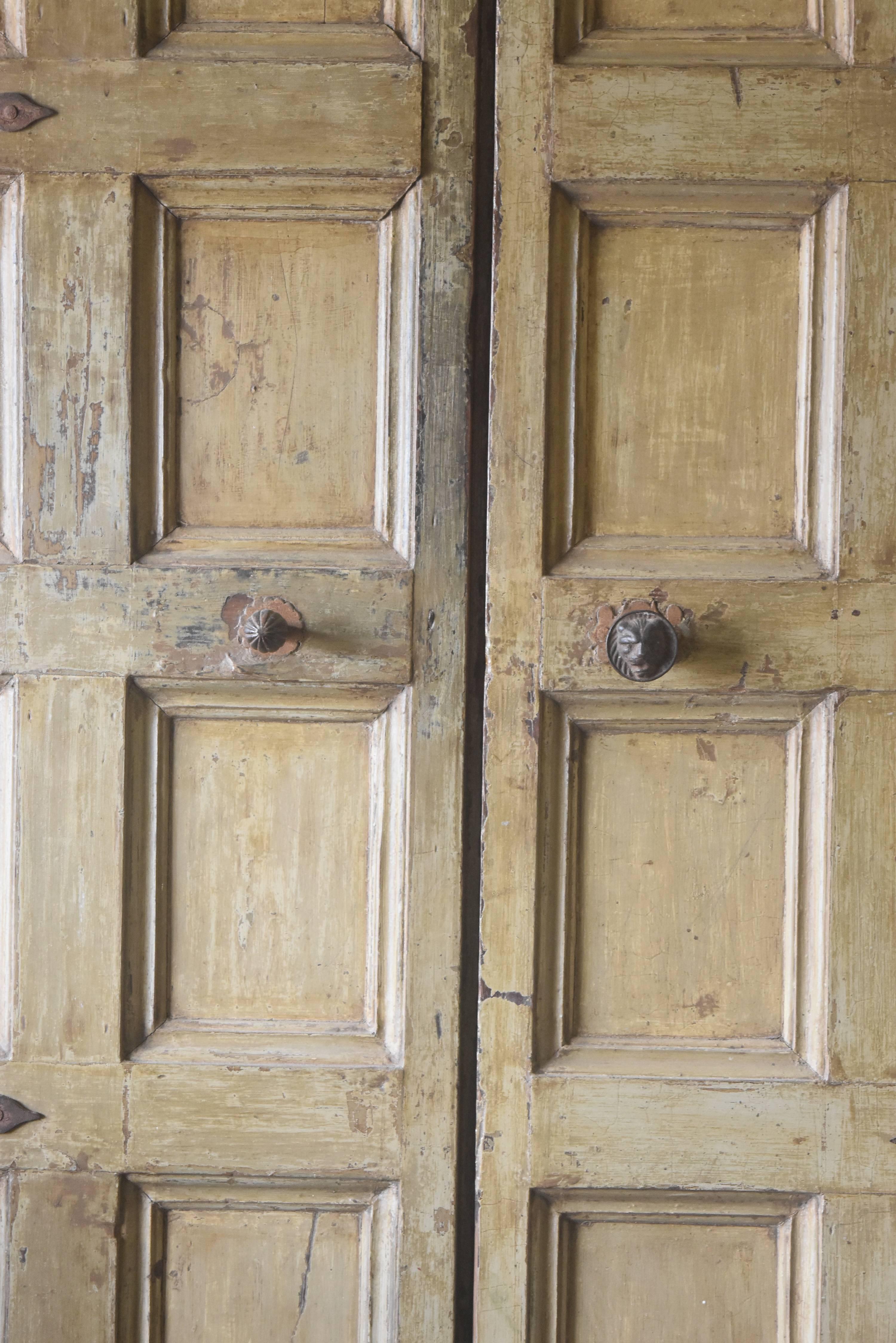 Spanish Late 18th Century 12-Panel Doors with Original Hardware and Paint 3