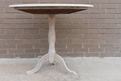19th Century French Walnut Pedestal Table with Burl Walnut Centre and Marble Top