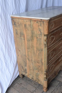 19th Century Spanish Bleached Walnut Four-Drawer Chest with White Marble Top