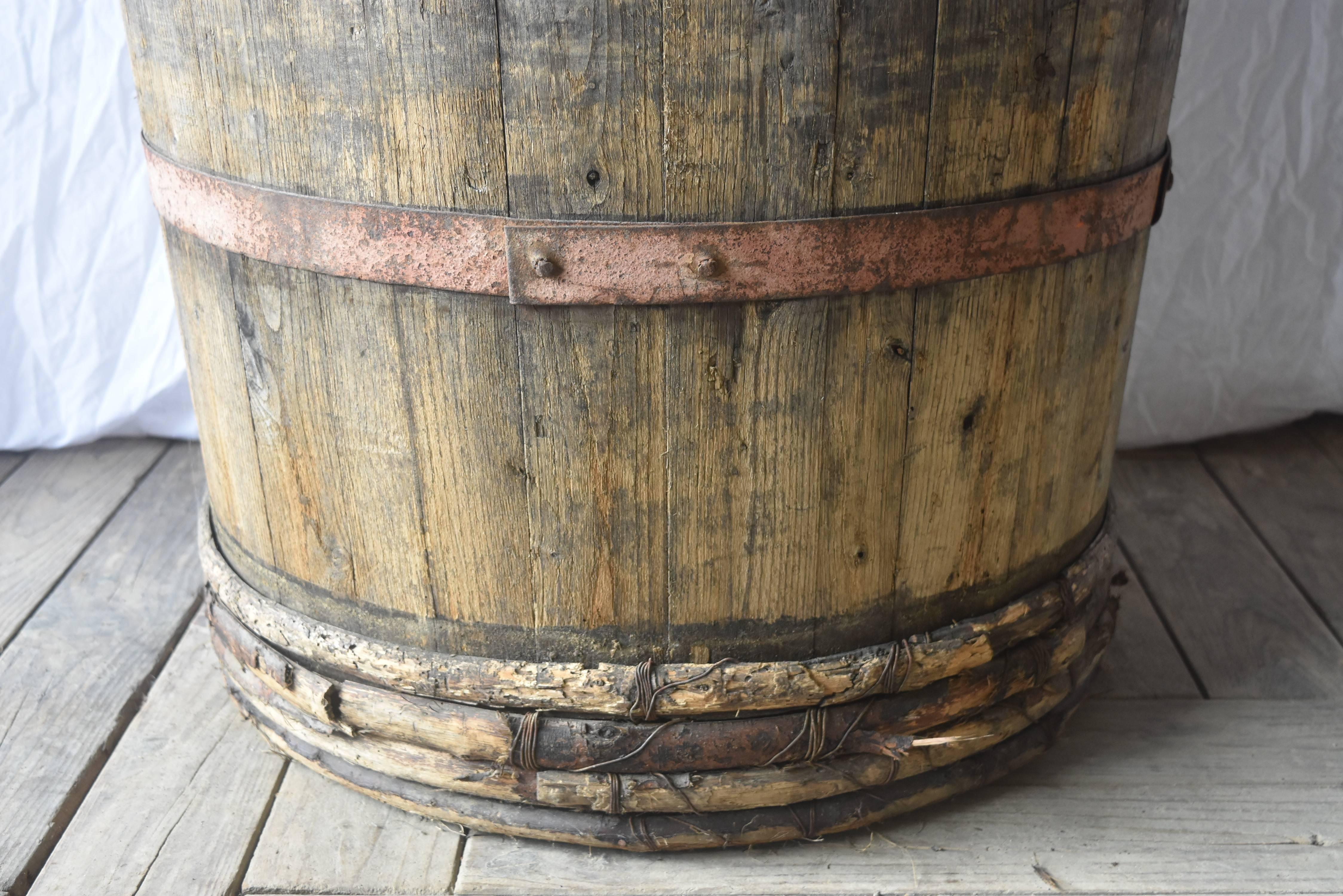 large wooden barrels