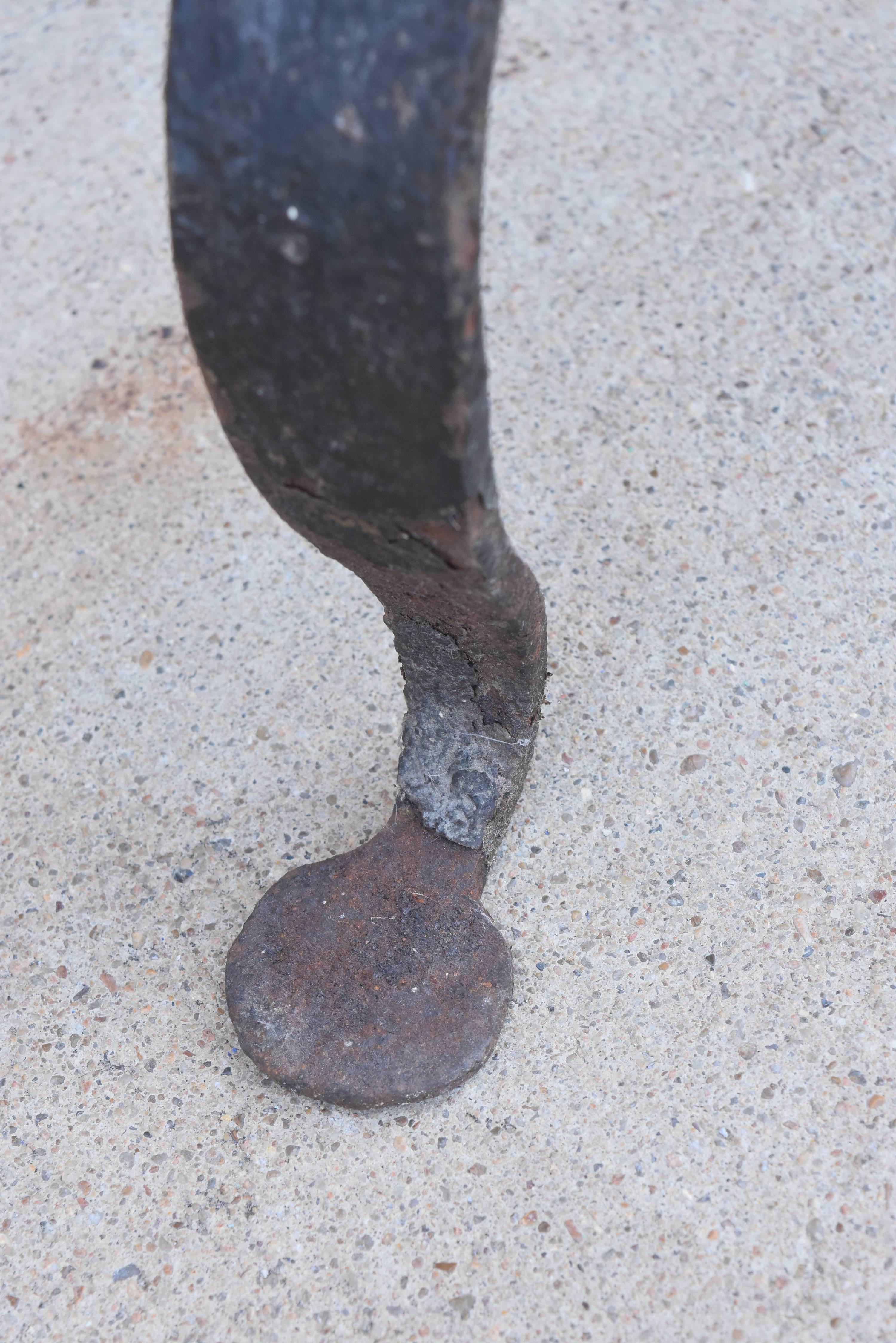 This is one of those rare piece that don't come along too often. It is heavy duty iron that has been hand-forged. It was wire at one point in Europe and it does need to be re-wired for us standard. Lots of character on this special find....
The