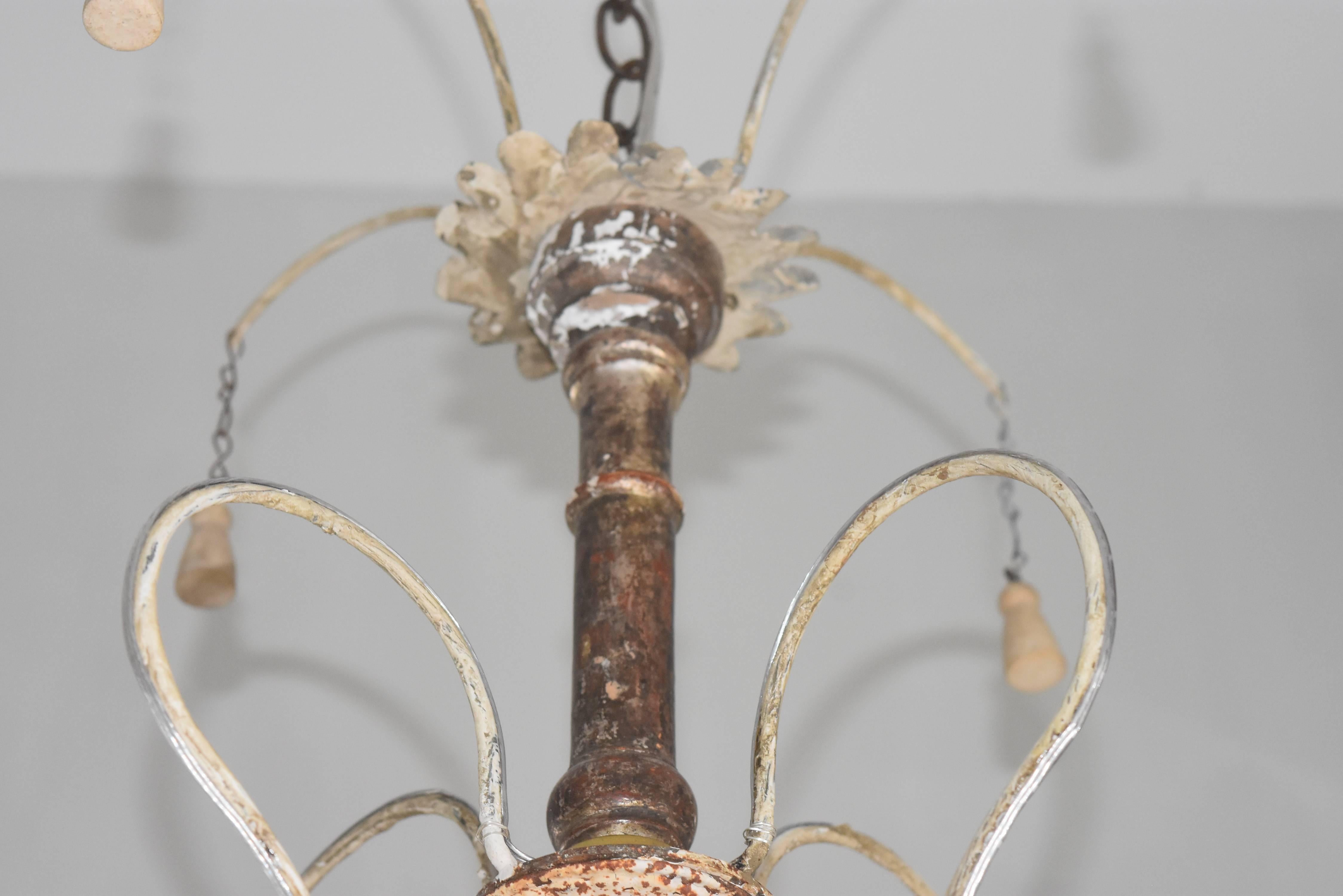 Italian Spider Chandelier Handmade with Antique Altar Elements and Iron 2