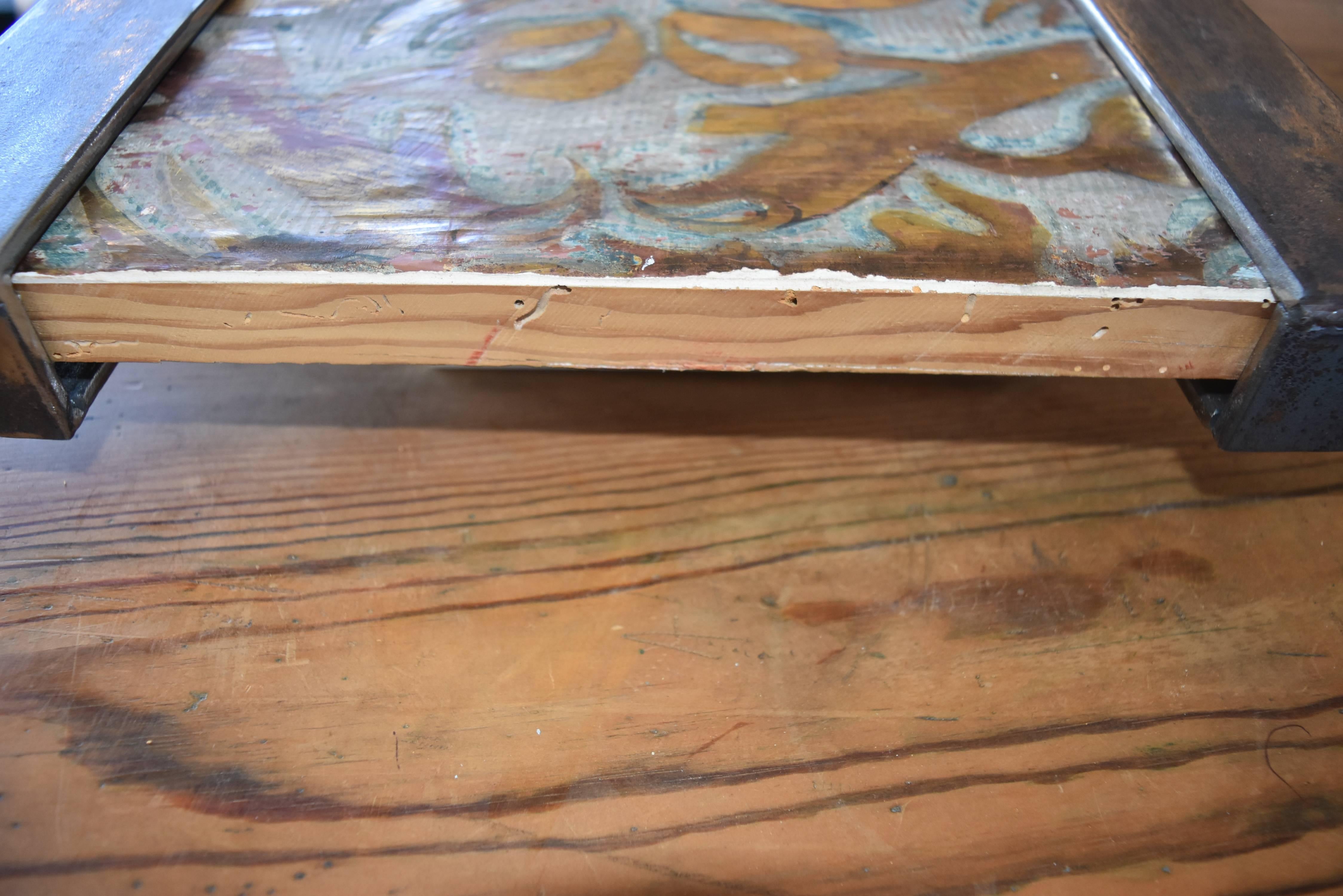 Moderne, rückseitig beleuchtete Wandleuchter aus Eisen, portugiesische Altarplatten aus dem 17. Jahrhundert im Angebot 4