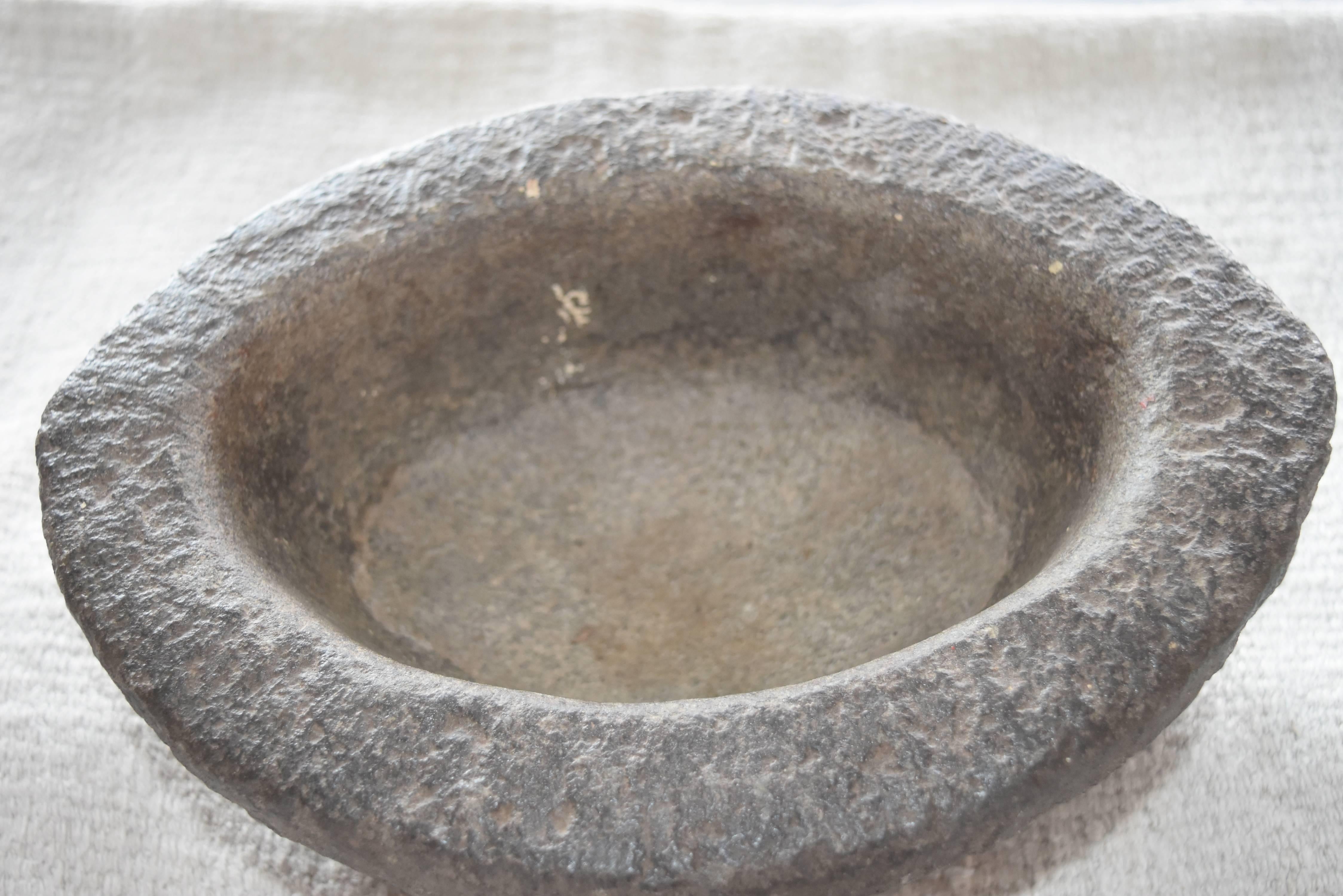 Antique Bowl from India in Gray/Black Stone 1