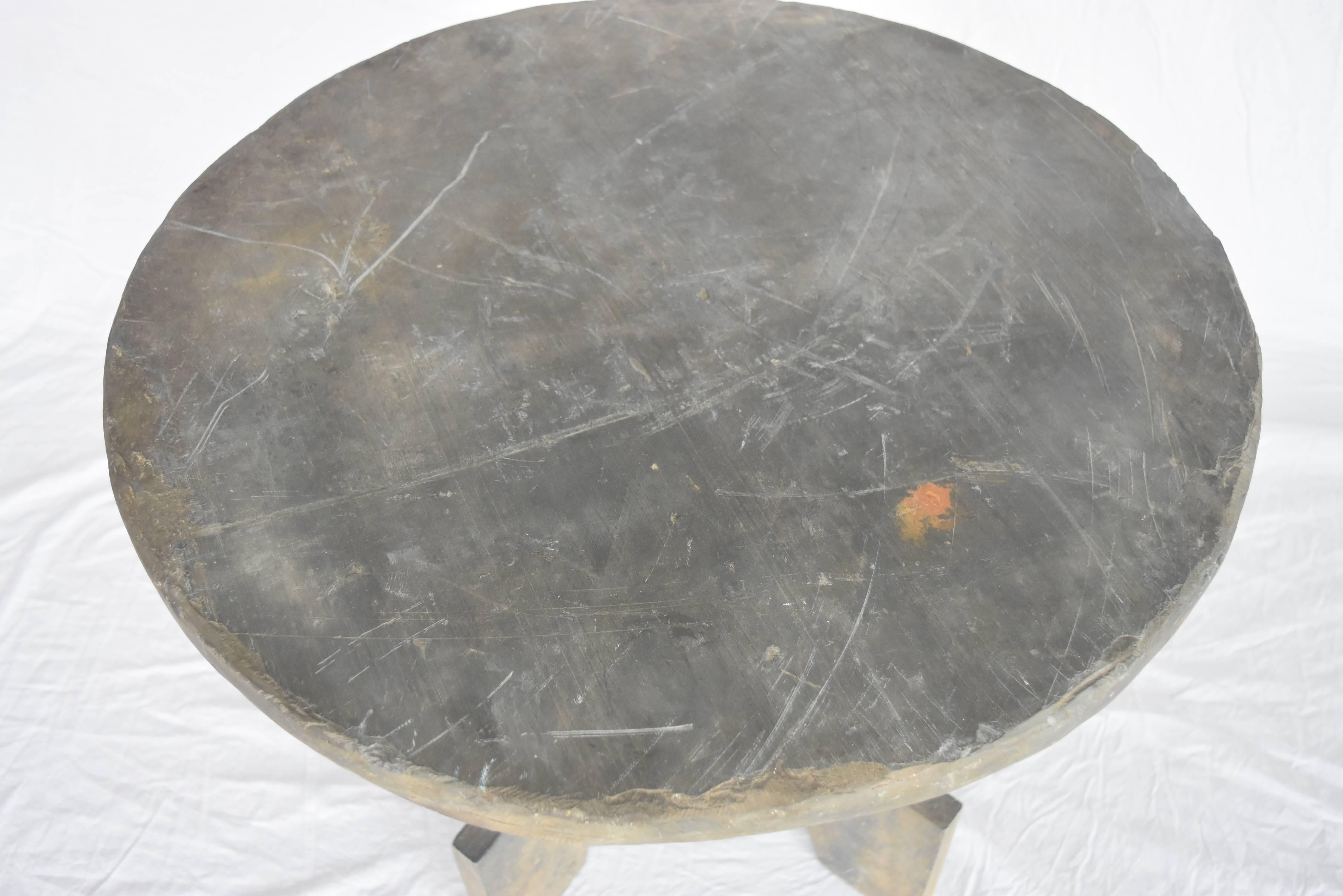 Early 20th Century Portuguese Round Stone Side Table In Good Condition In Houston, TX