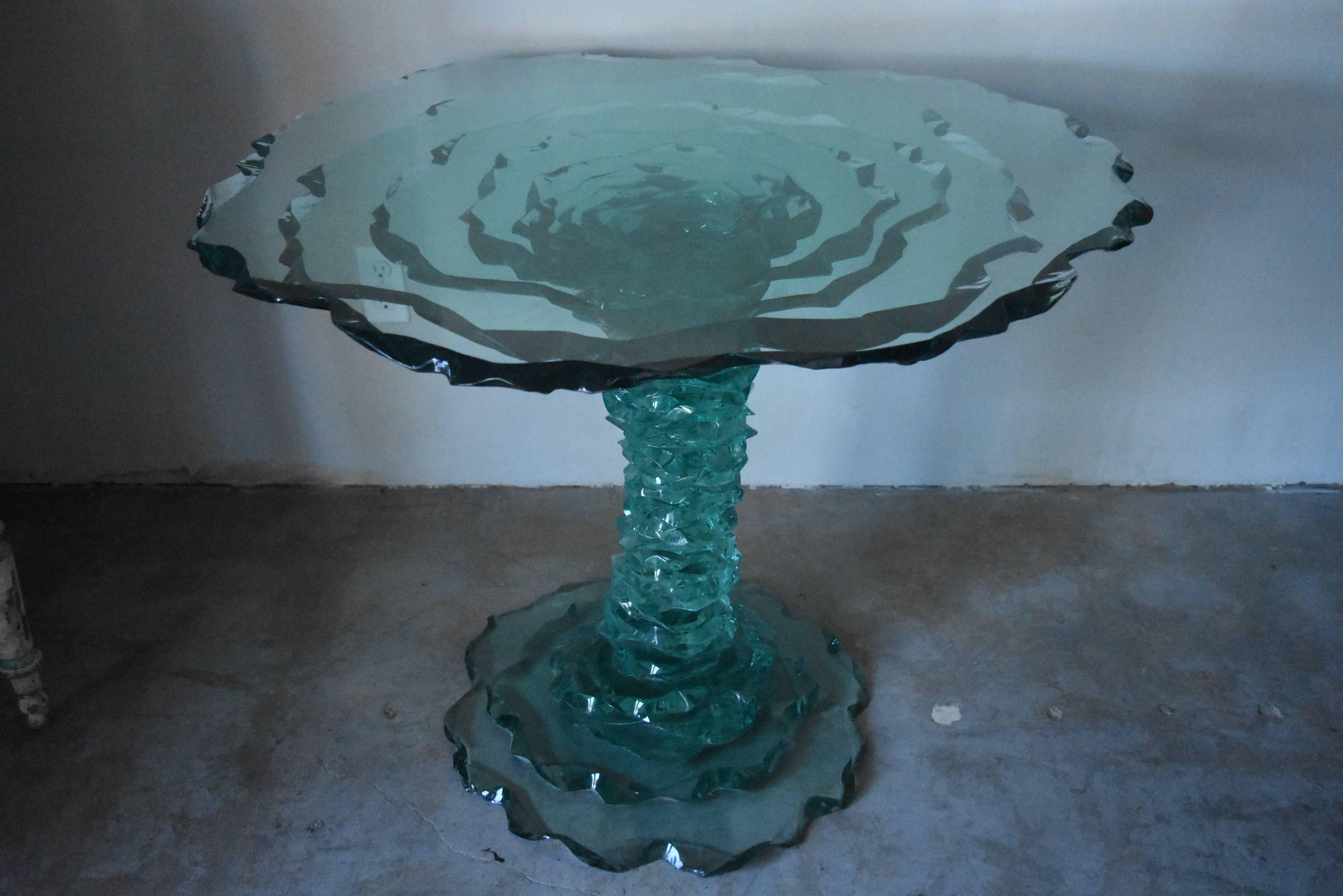 Hand-Crafted Signed Glass Table 