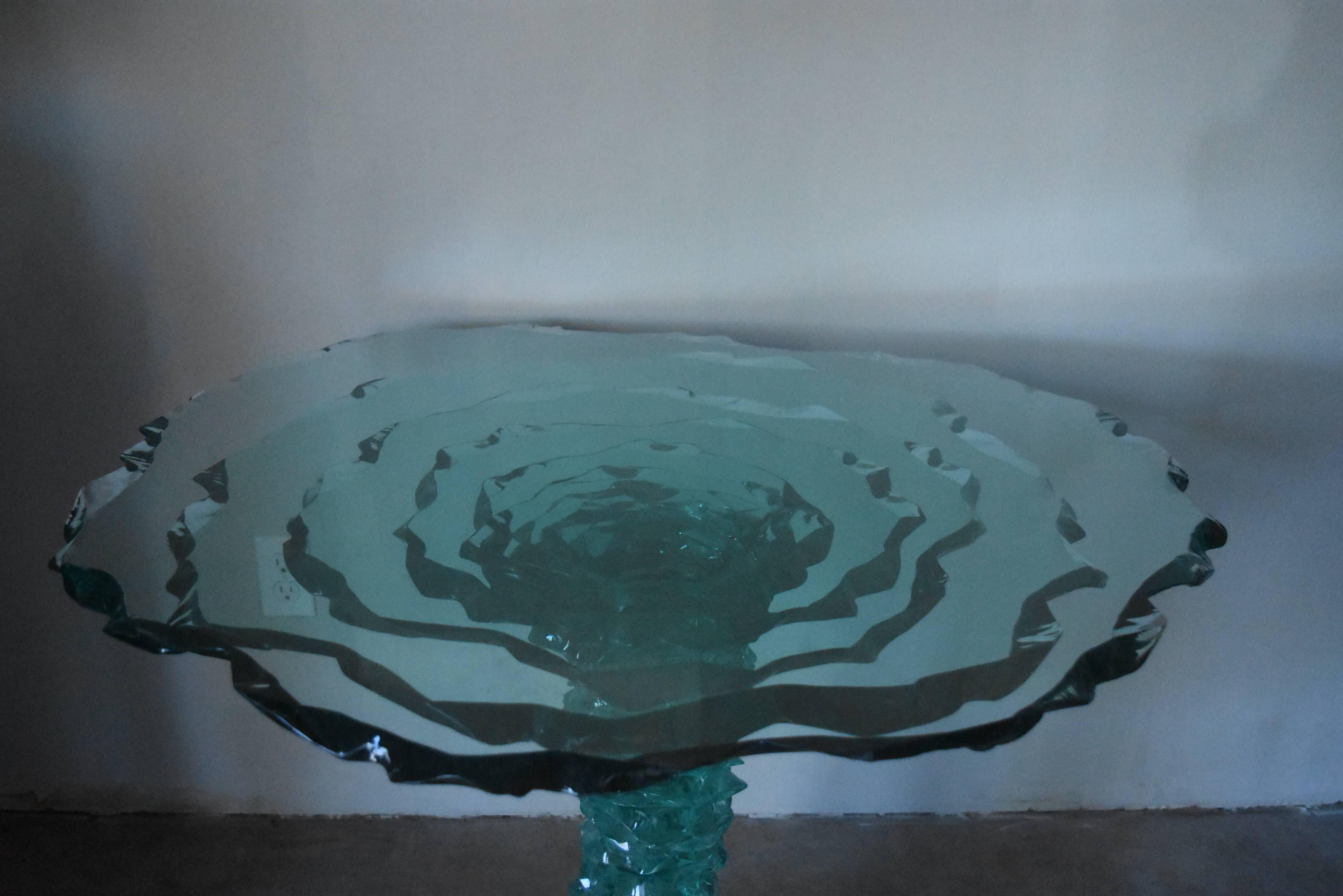 Contemporary Signed Glass Table 