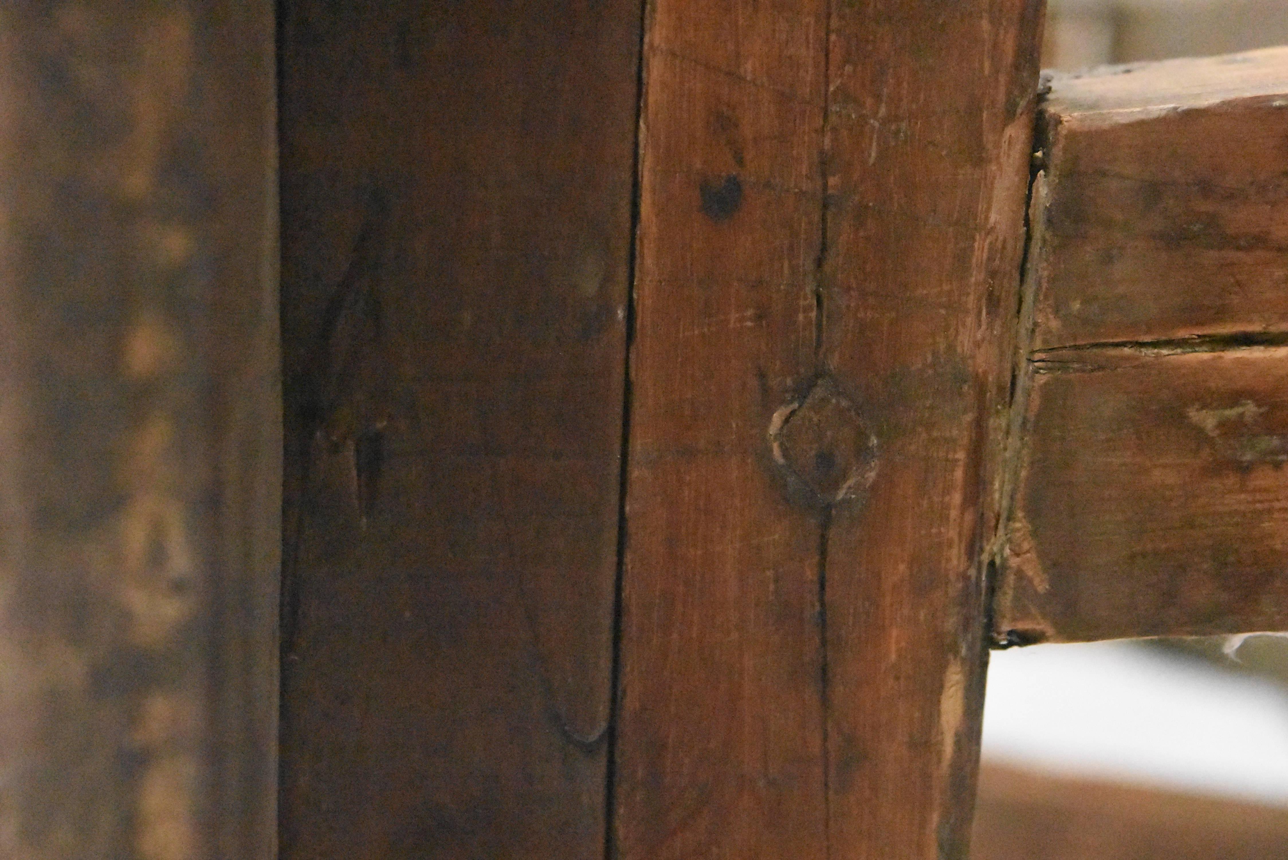 18th Century Walnut Spanish Side Table or Desk with Iron Stretcher 2