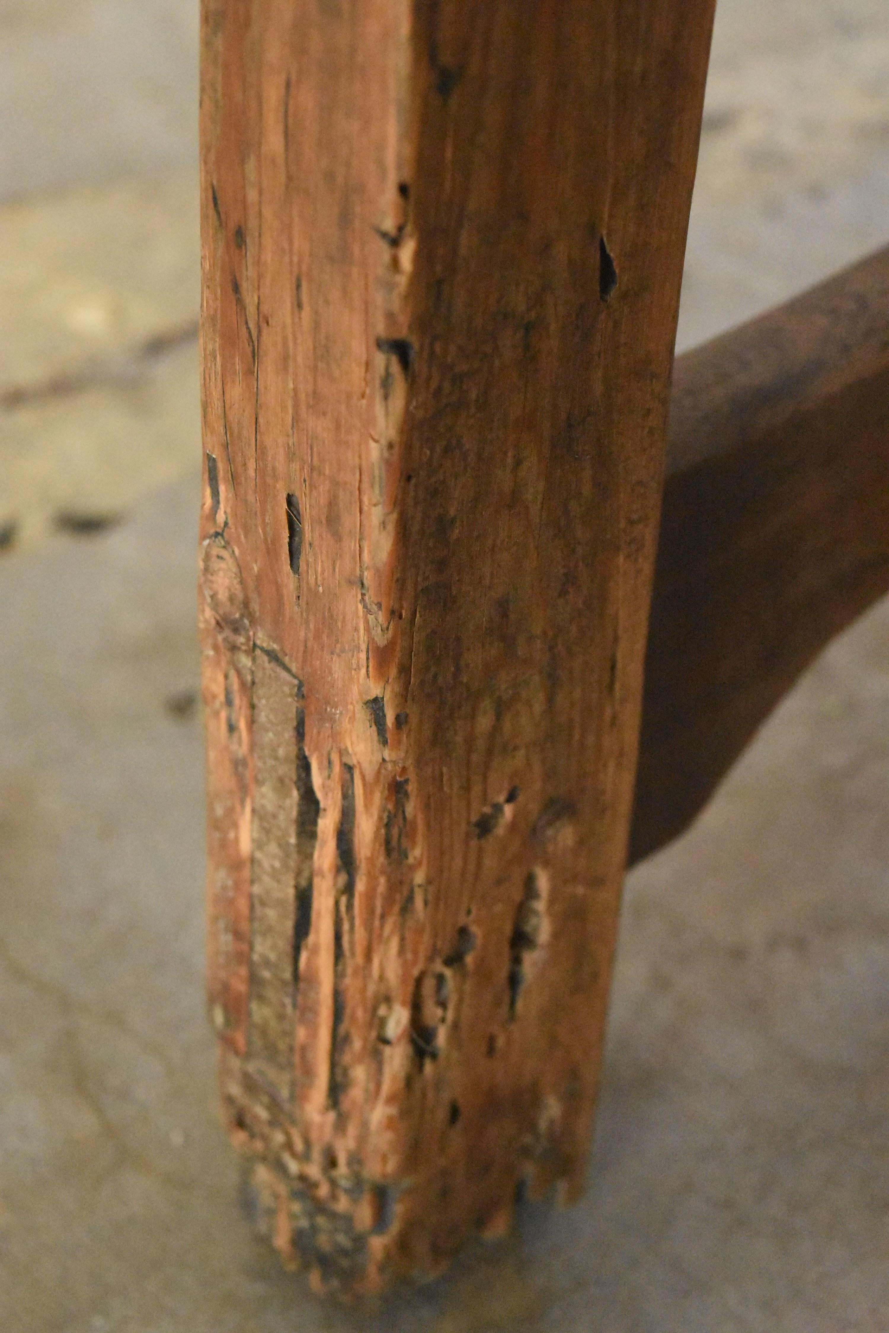 18th Century Walnut Spanish Side Table or Desk with Iron Stretcher 1