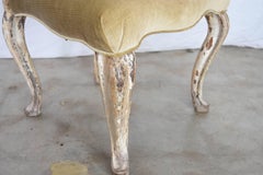 18th Century Italian Silver Leaf Dining Chair with Velvet Upholstery