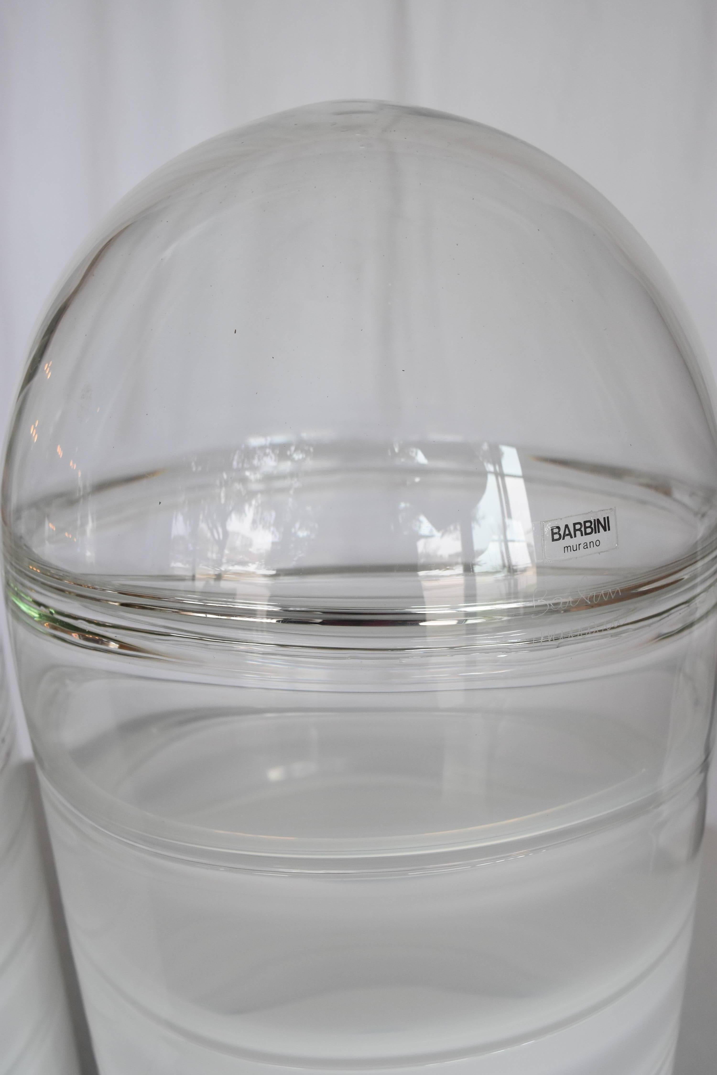 Late 20th Century Italian Vintage 1970s White Clear Blown Murano Glass Lamps by Alfredo Barbini 