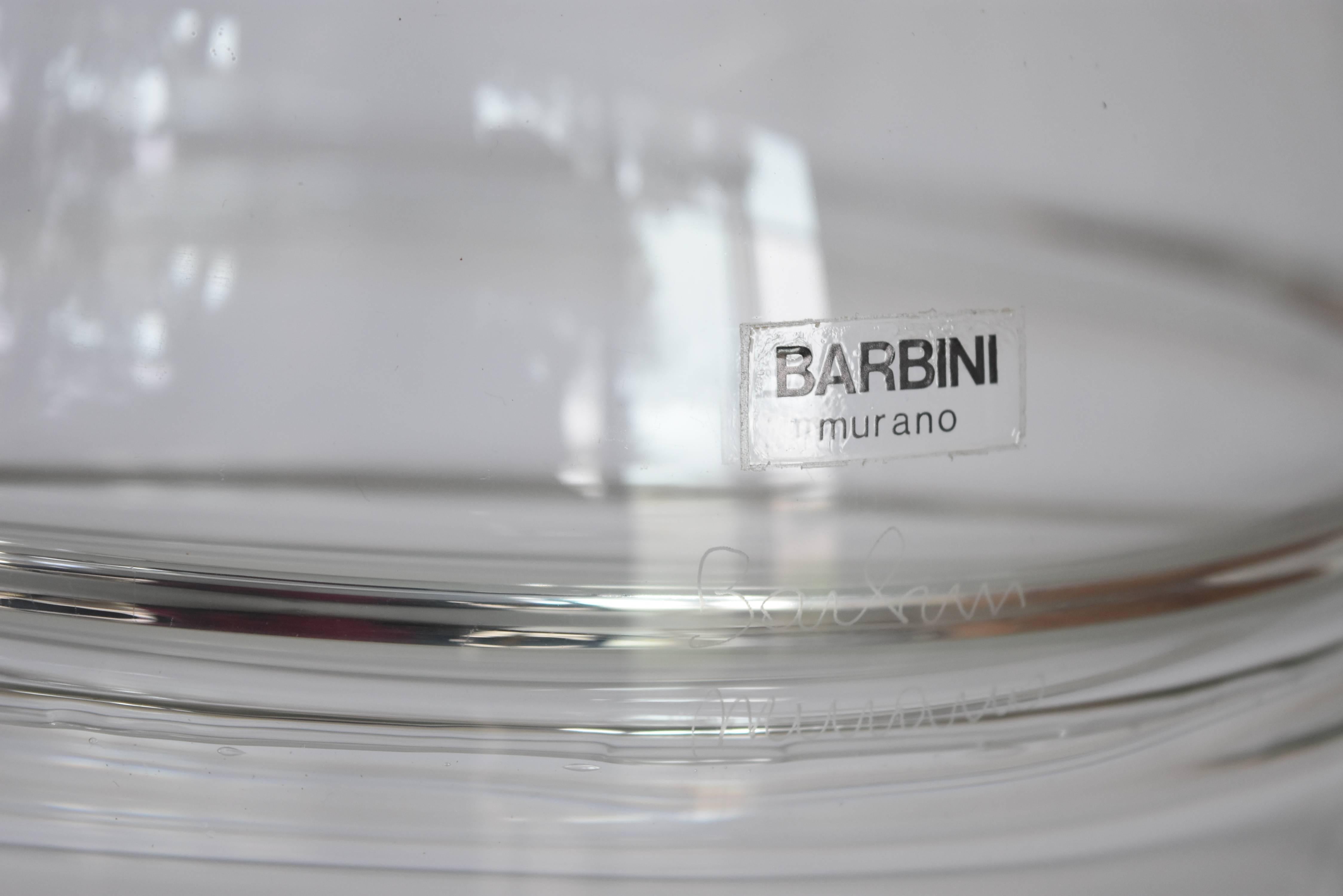 Blown Glass Italian Vintage 1970s White Clear Blown Murano Glass Lamps by Alfredo Barbini 