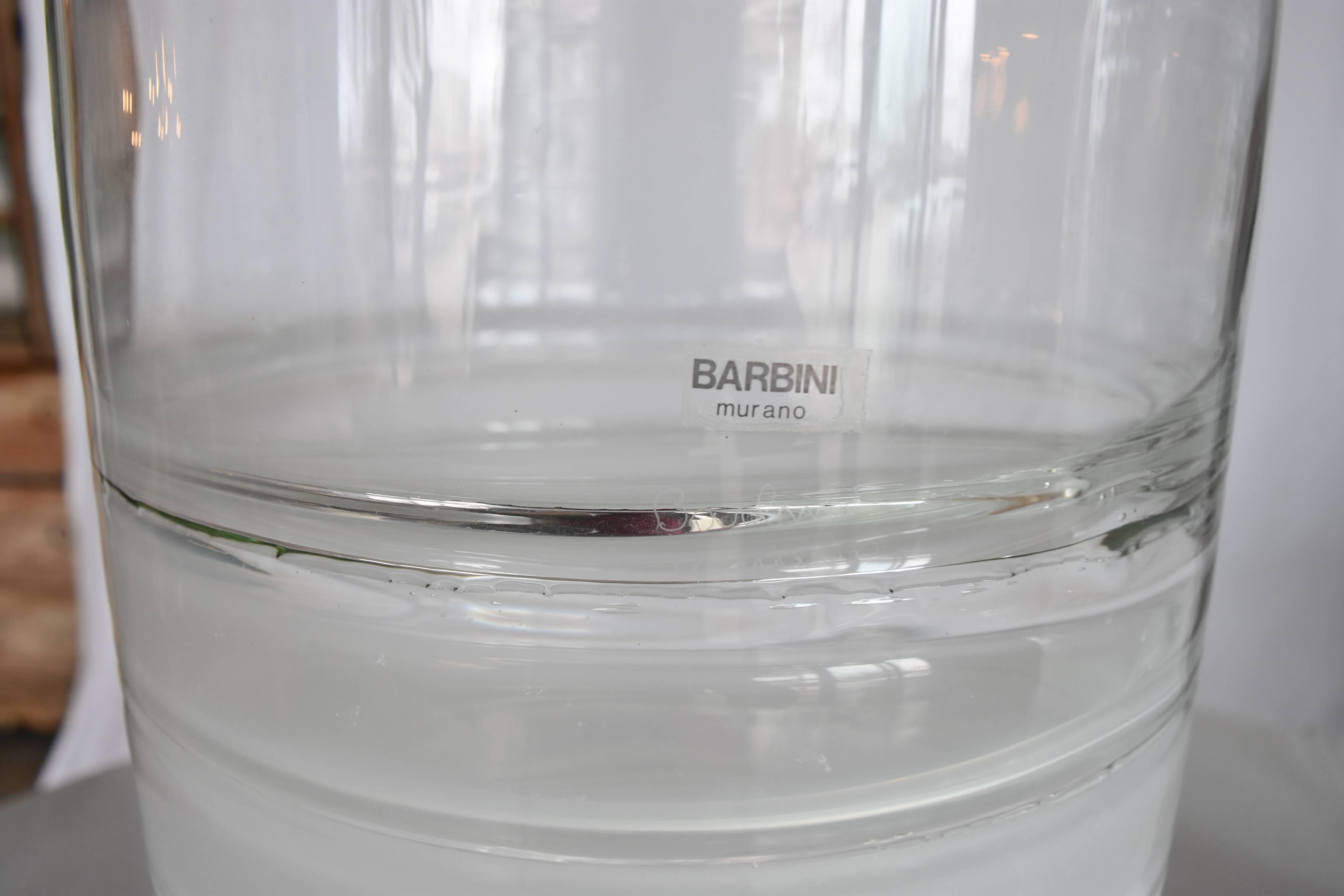 Italian Vintage 1970s White Clear Blown Murano Glass Lamps by Alfredo Barbini  5