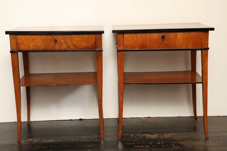 Italian Two Similar Cherry Wood End Tables