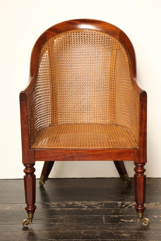 Pair of Early 19th Century English, Mahogany and Caned Armchairs 4