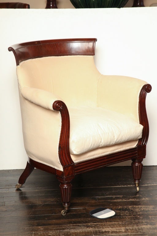 Exceptional Irish Early 19th Century Mahogany Armchair with Down Cushion