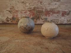 Set of 2 Vases in Cream and Gray-Green Glazes by Arne Bang, Denmark, 1930