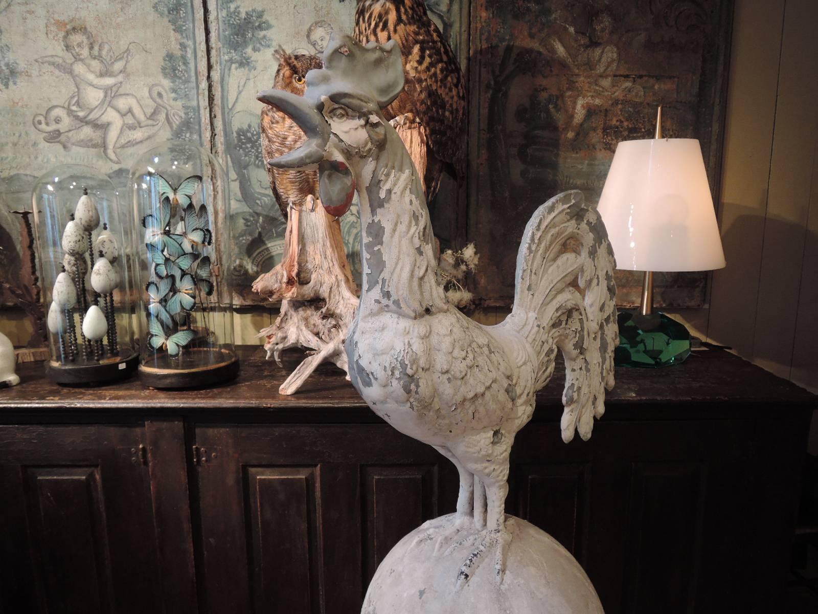 Rare Rooster Finial, in Zinc, France, 1900 In Good Condition In Paris, FR