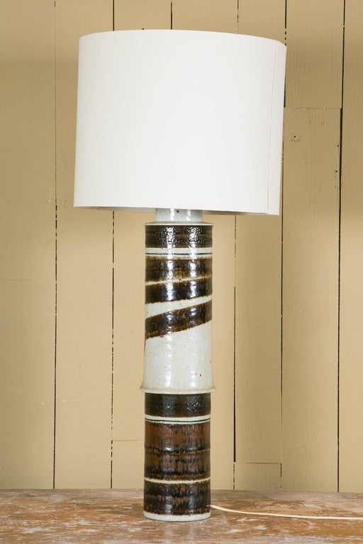 Glazed Tall Lamp in Stoneware by Inger Persson for Rorstrand