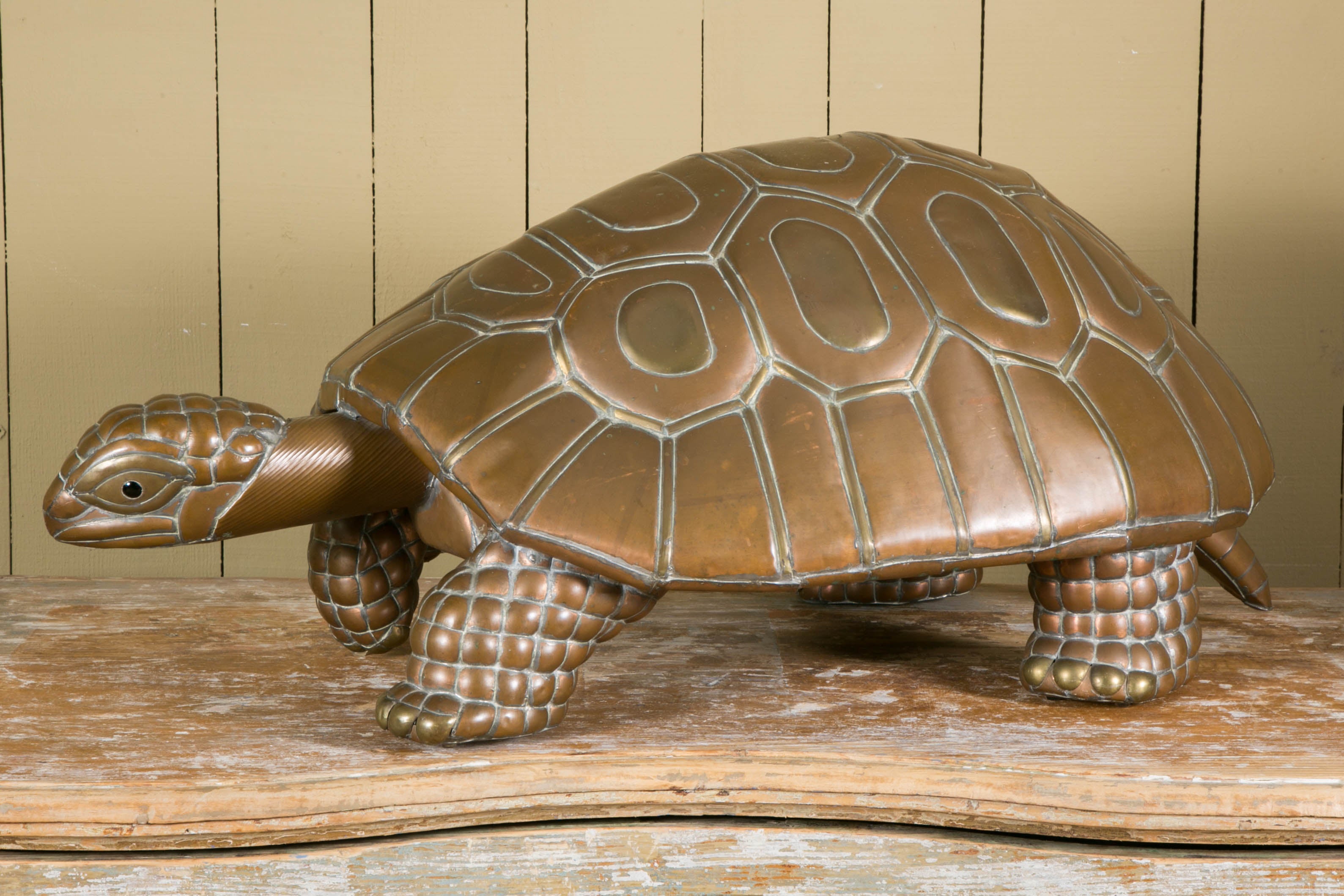 Mexican Large Tortoise Sculpture by Sergio Bustamante in Brass, circa 1970