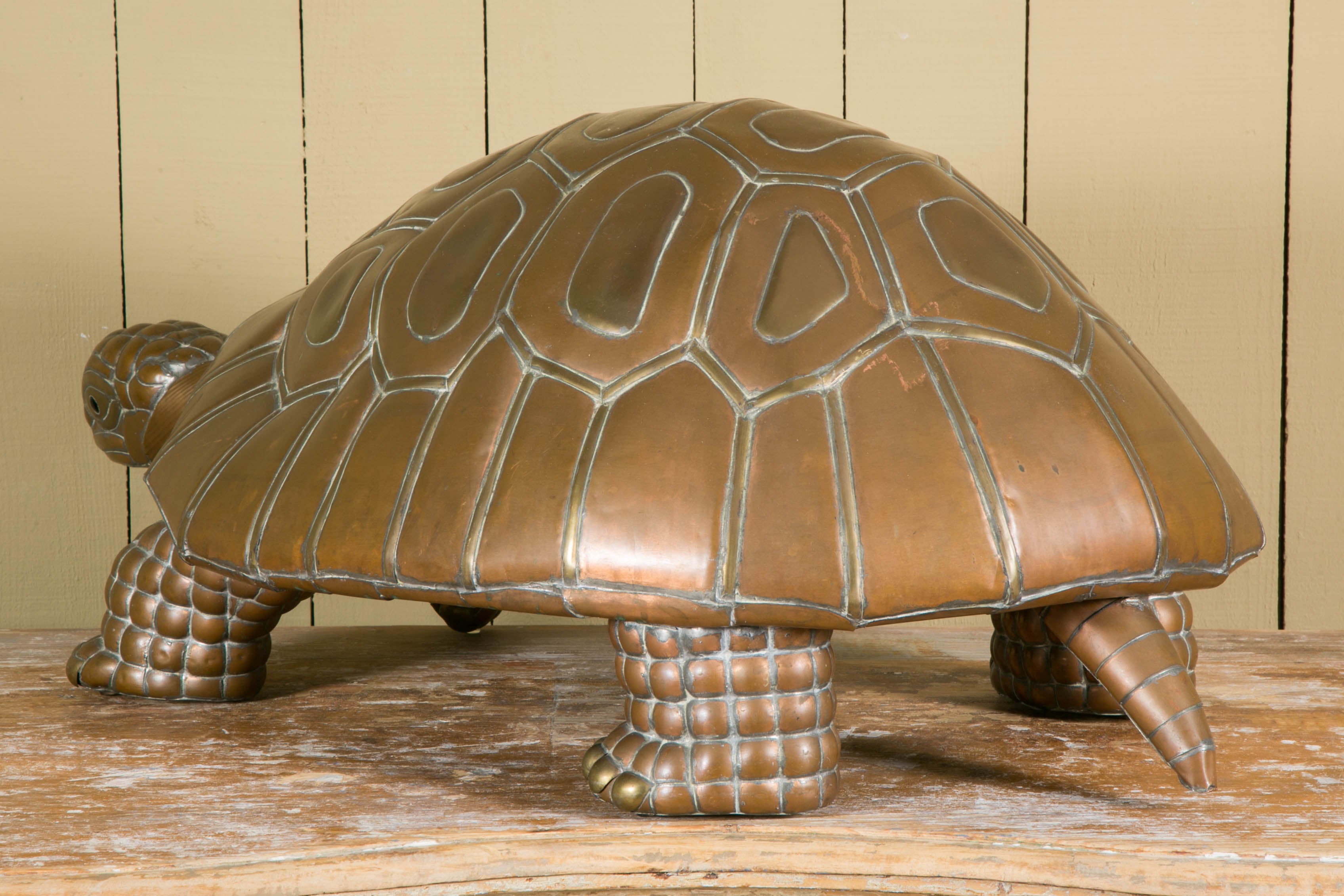 Late 20th Century Large Tortoise Sculpture by Sergio Bustamante in Brass, circa 1970