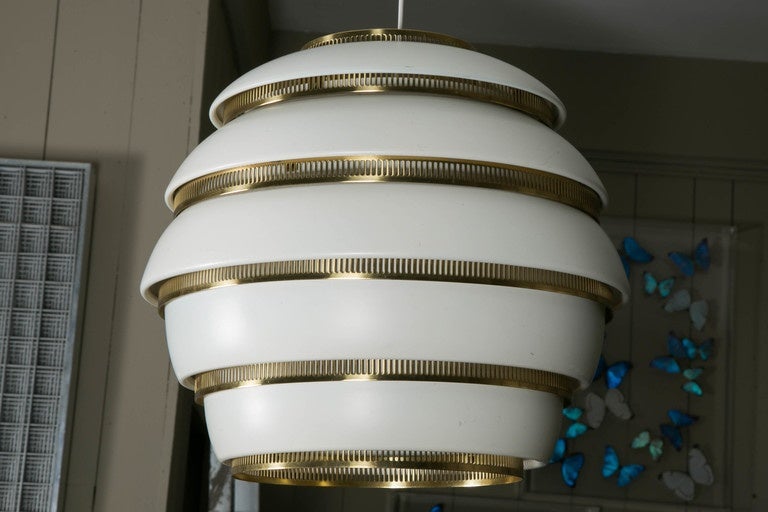 Lacquered Alvar Aalto Early ‘Beehive’ Ceiling Light Model No. A 331, circa 1953-1954