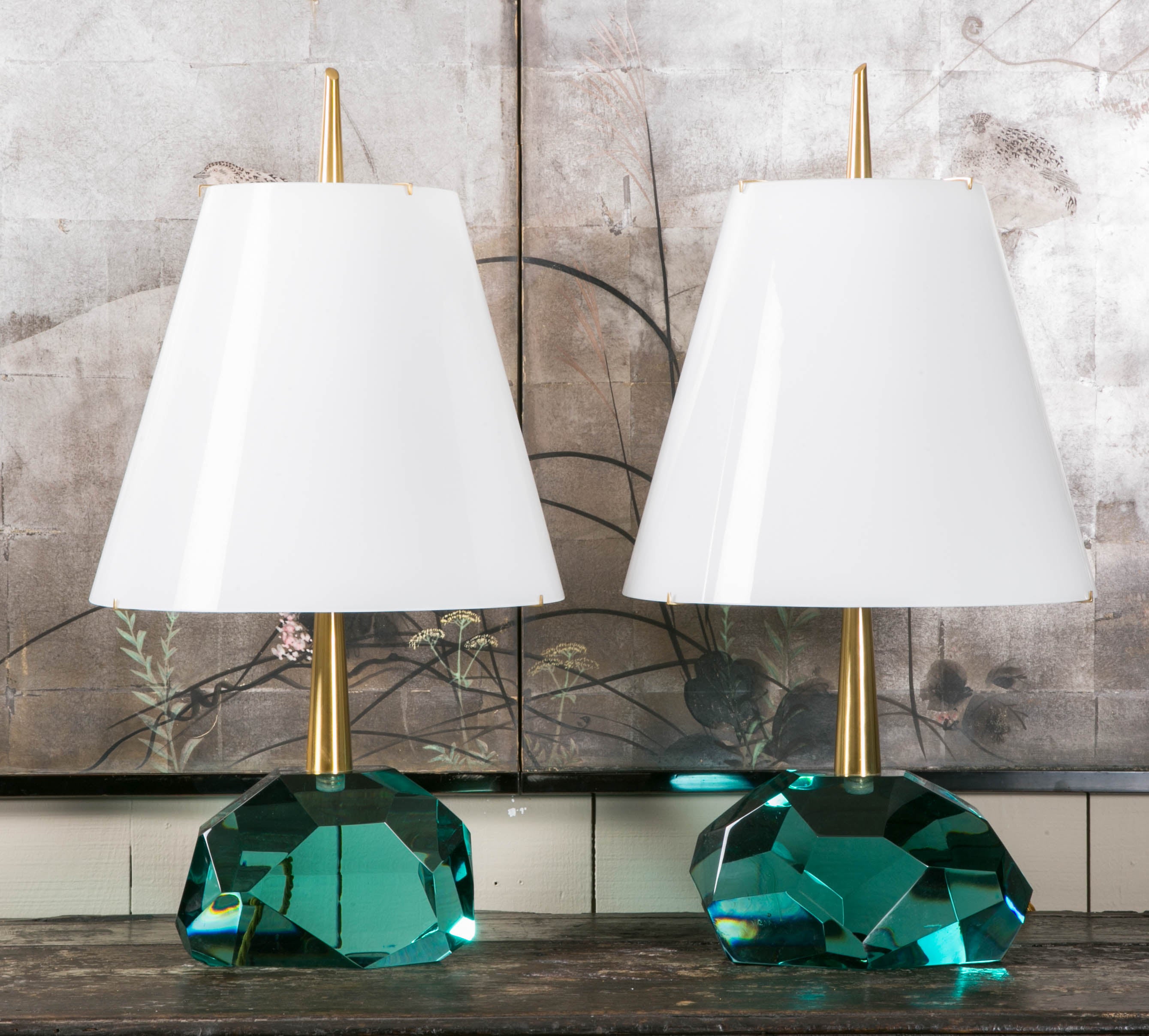 Rare Pair of Murano Glass Table Lamps Signed by Roberto Giulio RIDA For Sale